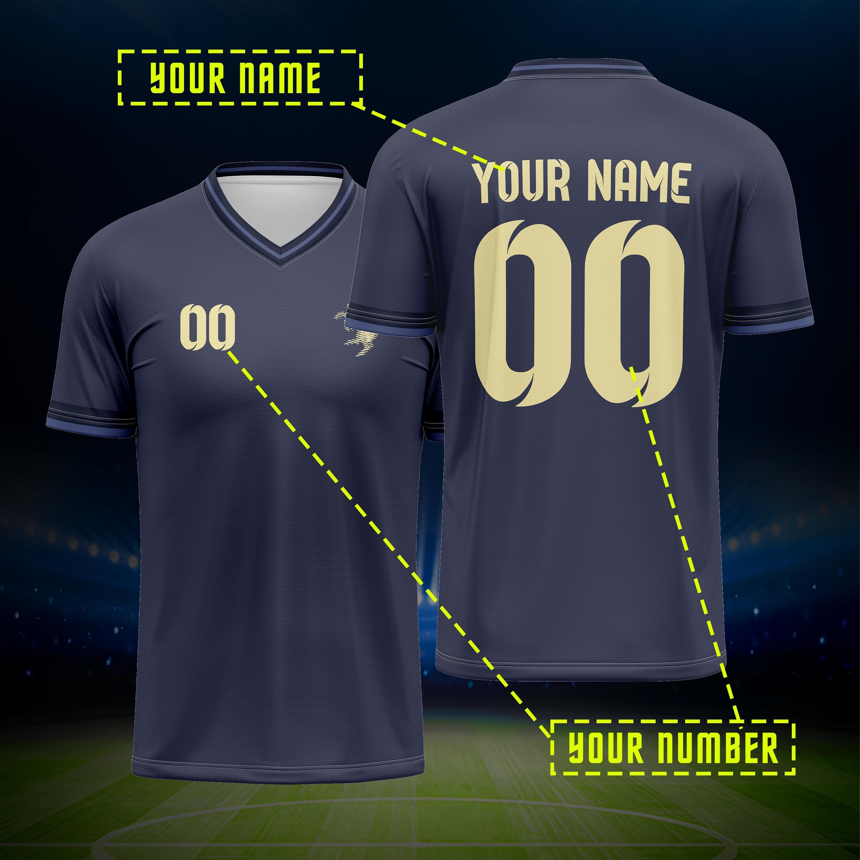 

Custom Men's Soccer Jersey - V-neck, Personalized Name & Number, For Training & Casual Wear