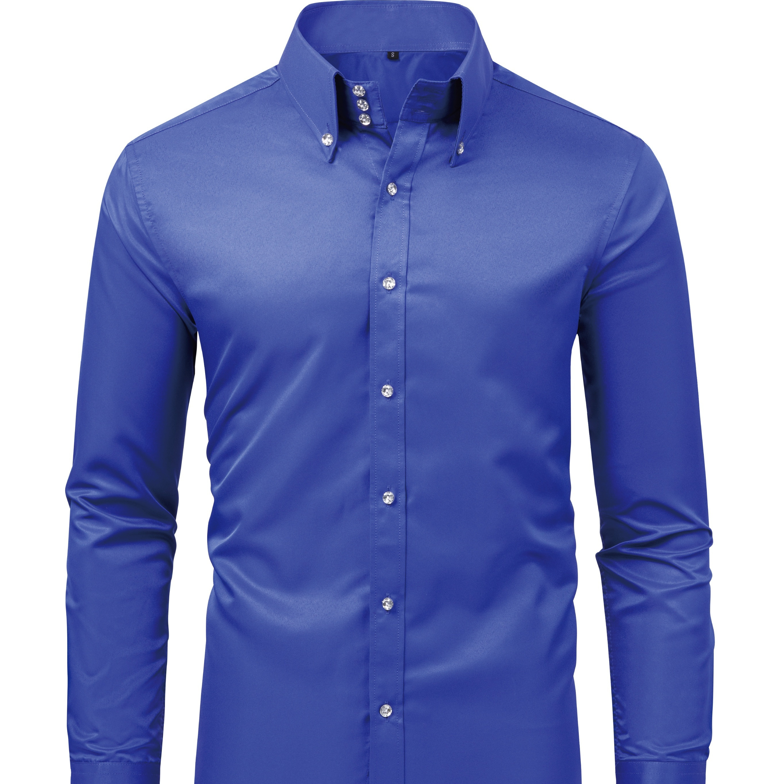 

Chemise pour homme avec boutons en diamant, chemise à manches longues et col à pour homme