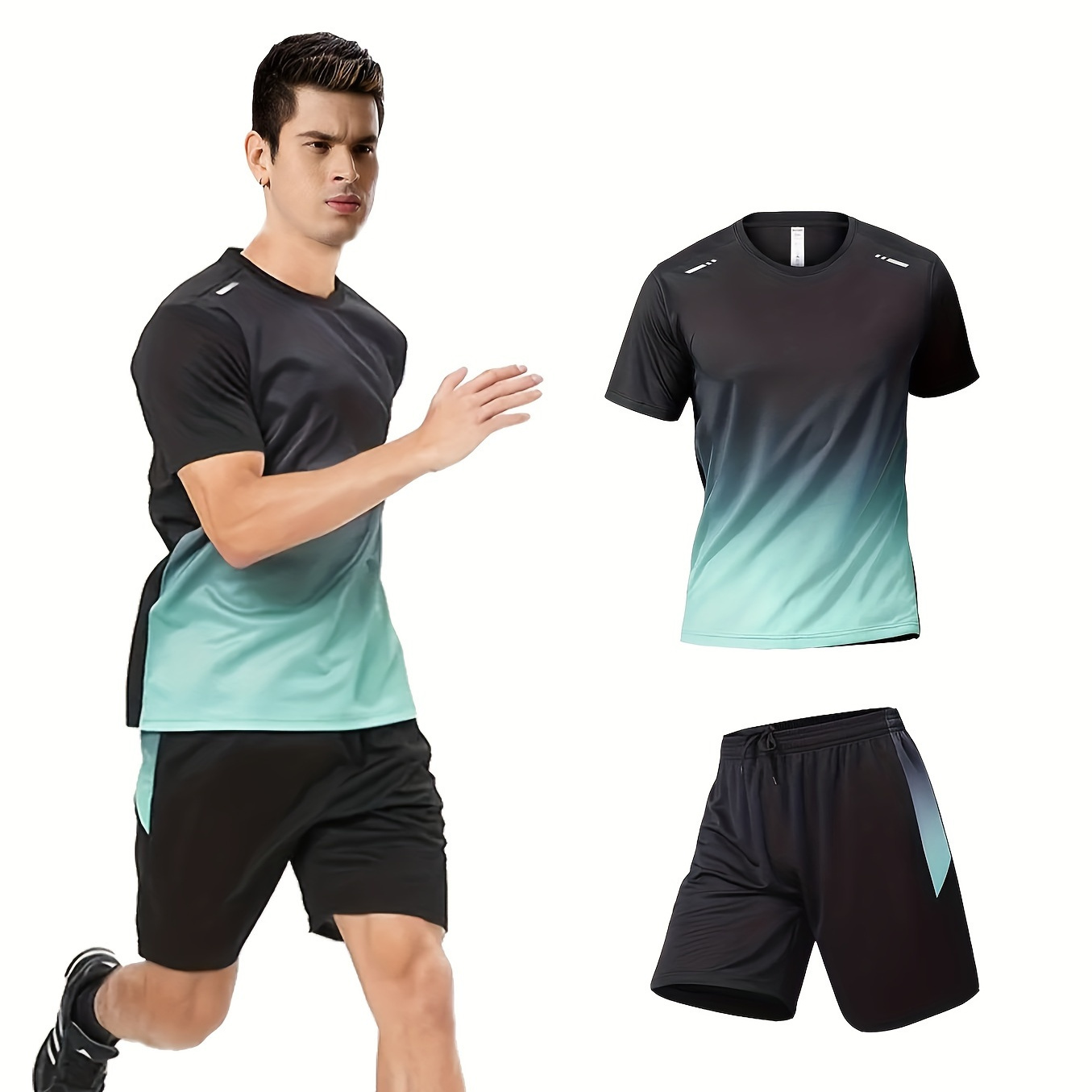 

Tenue pour homme, ensemble 2 pièces t-shirt à col rond et short assortis, pour activités de plein air au printemps et en été