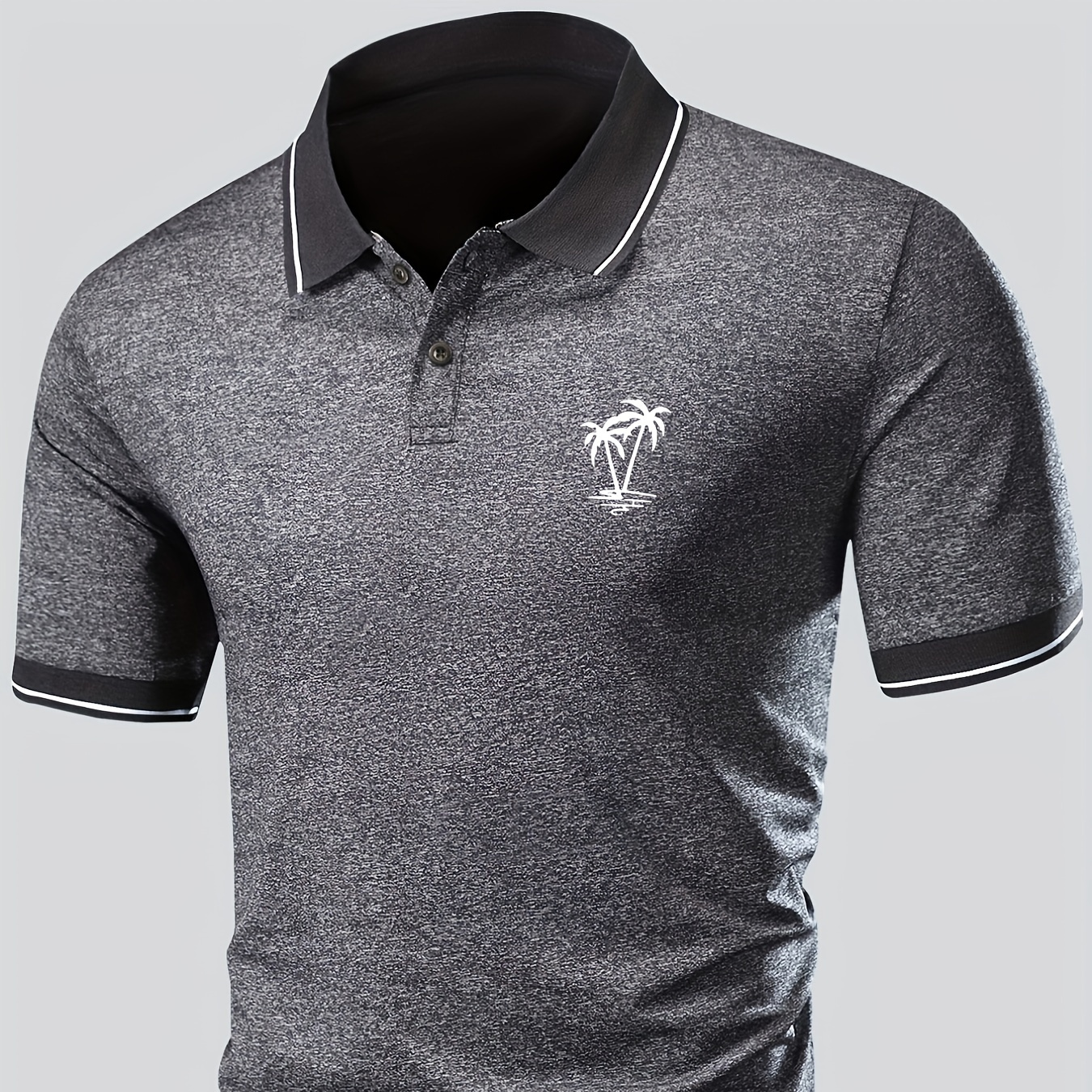 

Polo Léger À Manches Courtes À Imprimé Cocotier Pour Hommes, Polo Pour Hommes Pour L'été, Hauts Pour Hommes