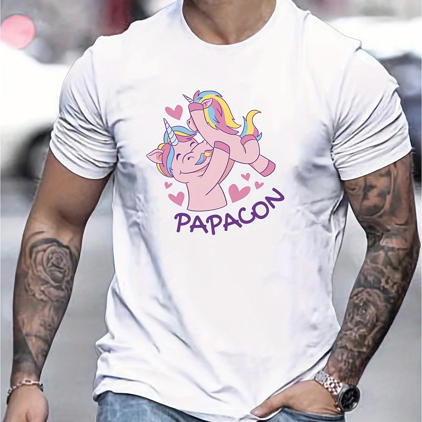 

Unicorns Print Tee Shirt, Tees For Men, Casual Short Sleeve T-shirt For Summer