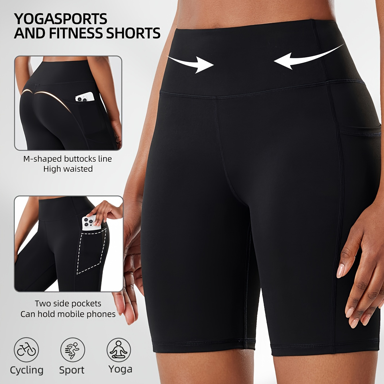 

Women's High Waist Fitness Yoga Shorts With Dual Side Pockets, Tummy Control, Butt Lifting, Quick-dry, Stretchable Fabric For Cycling, Running, Sports, Outdoor Capri-length Leggings