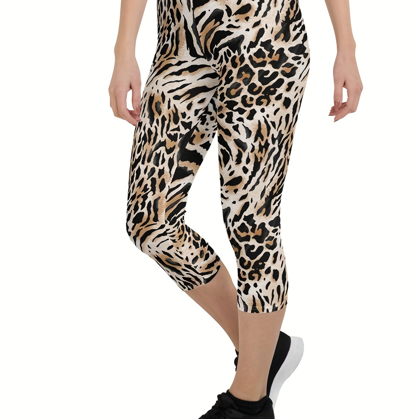 Leopard Print Yoga Capri Pants High Waist Summer Fitness - Temu Canada