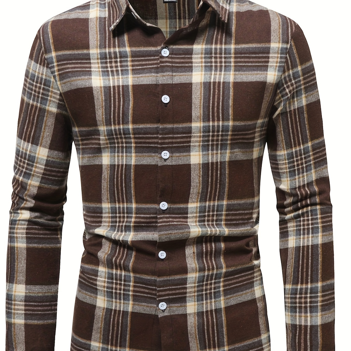 

Casual Pattern Men's Long Sleeve Lapel Shirt, Men's Retro Casual Button Up Shirt For Outdoor