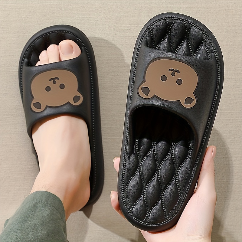 

Men's Cute Bear Slides With Assorted Colors, Soft Non-slip Slippers For Indoor Home Wear