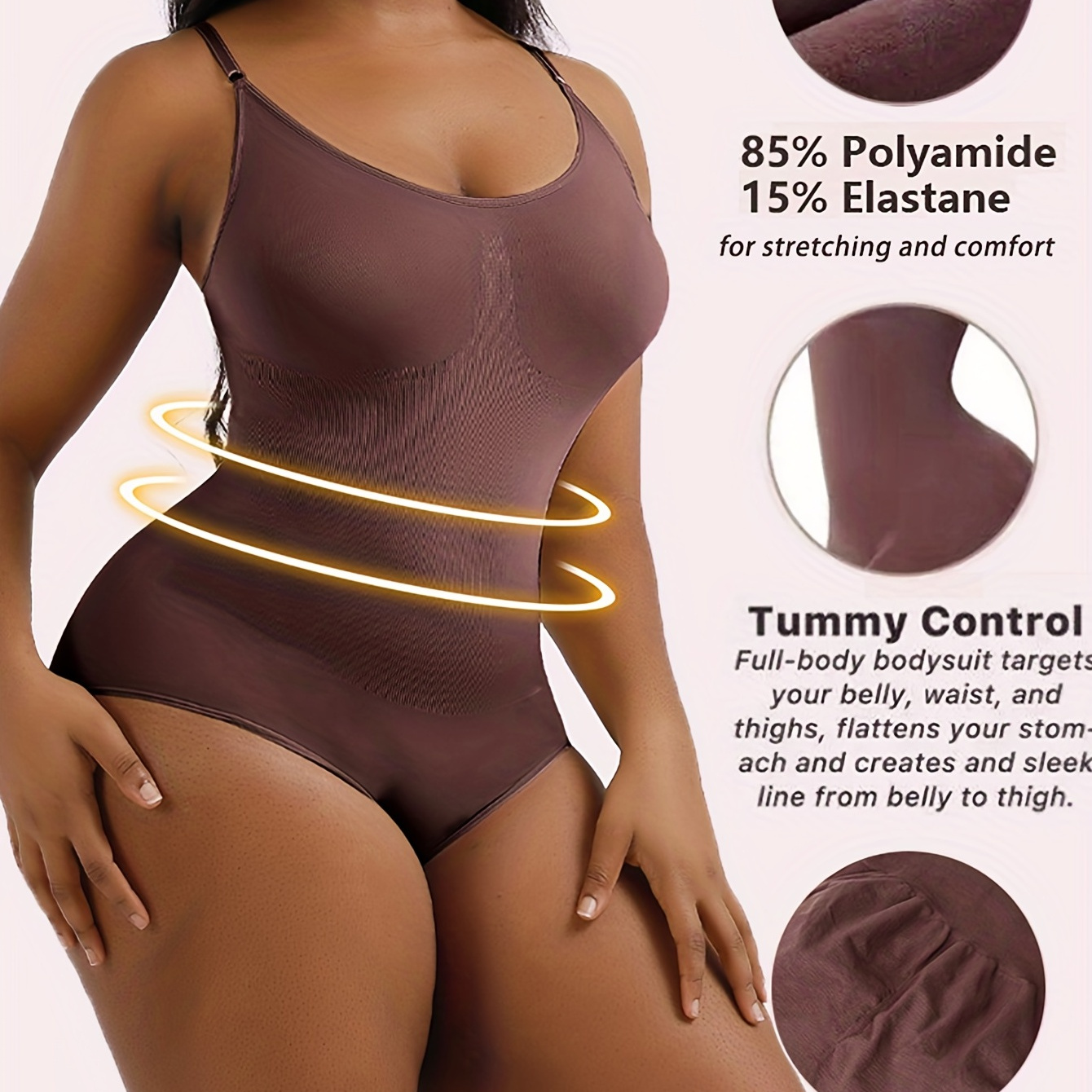Women's Simple Shapewear Bodysuit, Plus Size Seamless Tummy