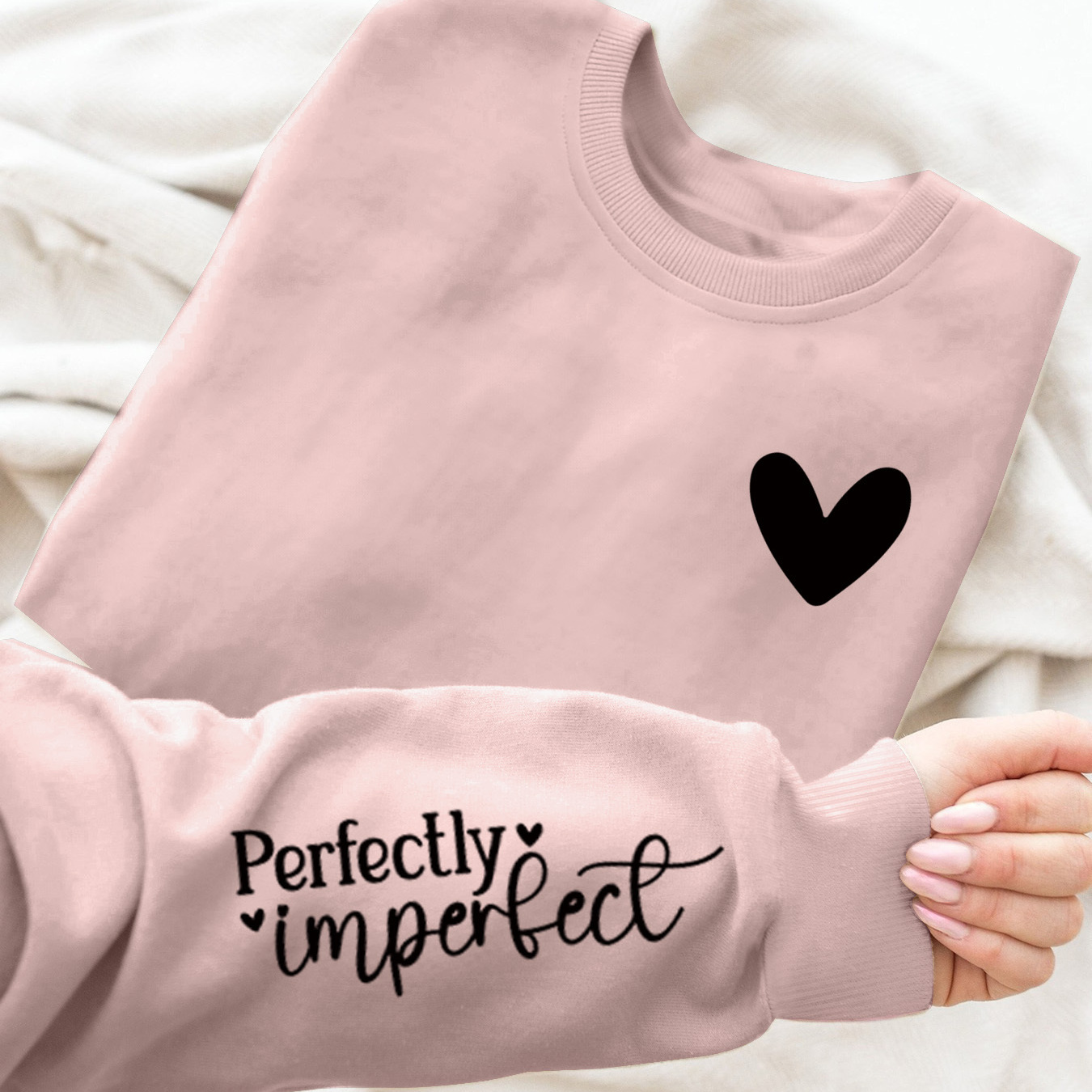 

Letter & Heart Sweatshirt, Crew Neck Casual Sweatshirt For Fall & Spring, Women's Clothing