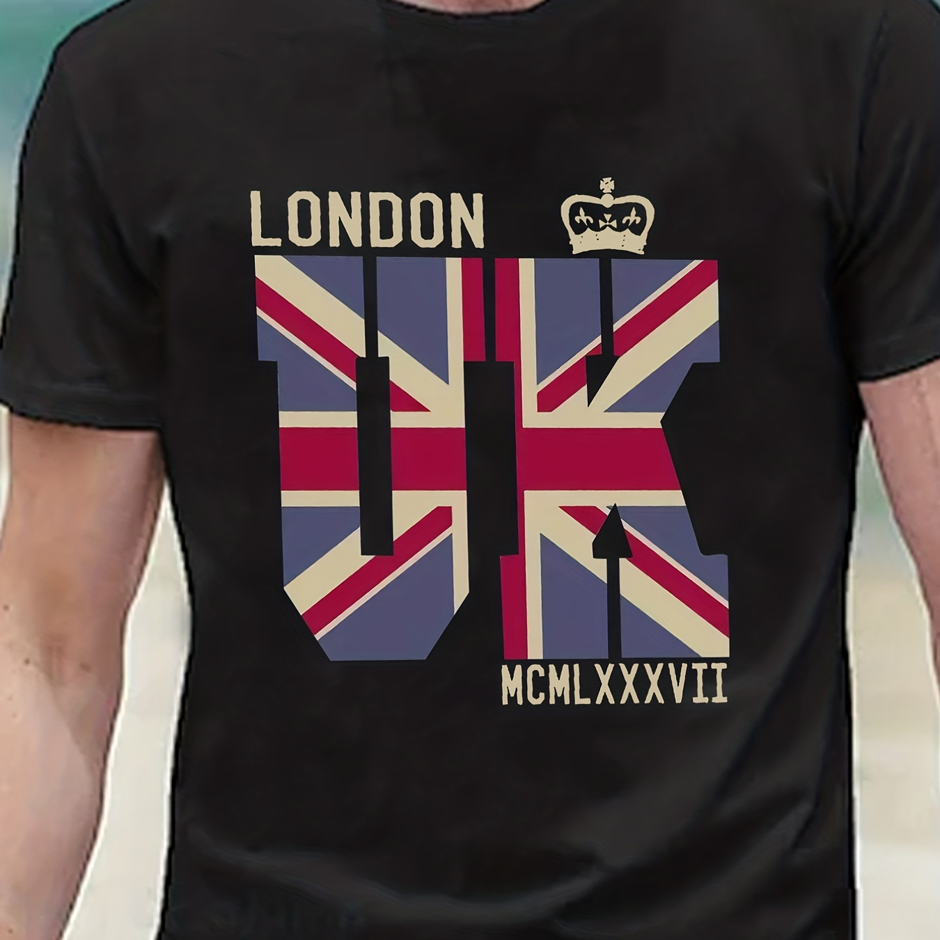 

Tees For Men, London Uk Flag Print T Shirt, Casual Short Sleeve Tshirt For Summer Spring Fall, Tops As Gifts