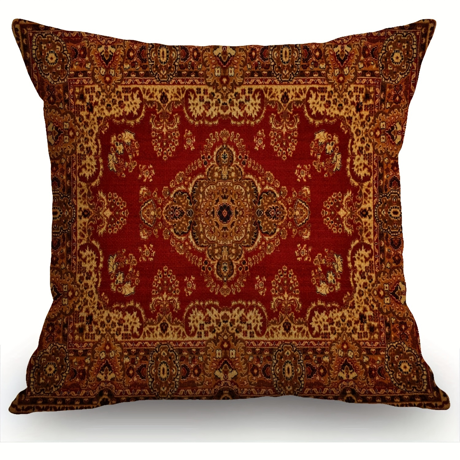 

1pc, Vintage Retro Boho Linen Cushion Cover (18''x18''), Bohemian Pillow Cover, Home Decor, Room Decor, Bedroom Decor, Collectible Buildings Accessories