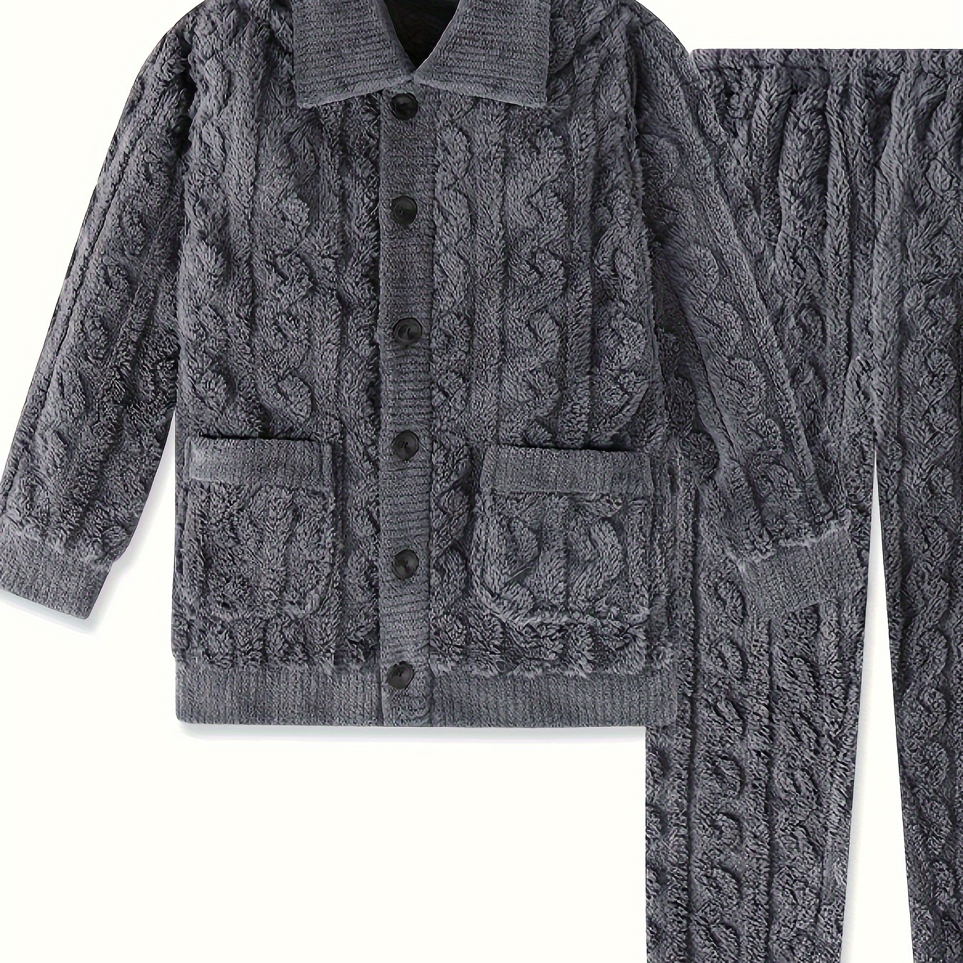 

Fleece Set - Long Button- & Pants, For Fall/