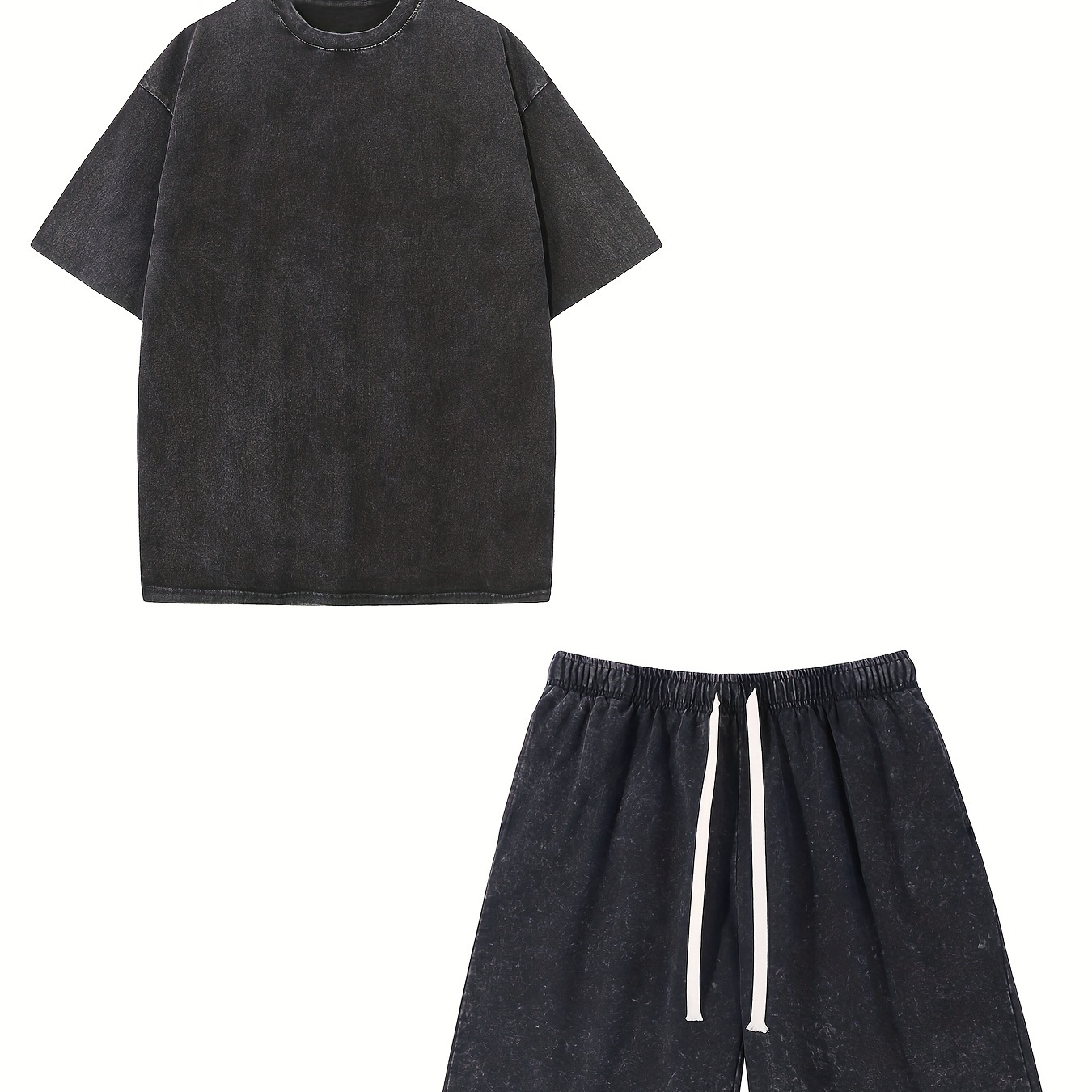 

Men's Summer Pure Cotton High Quality Thick 230g Boutique Fashion Retro T-shirt Shorts Set