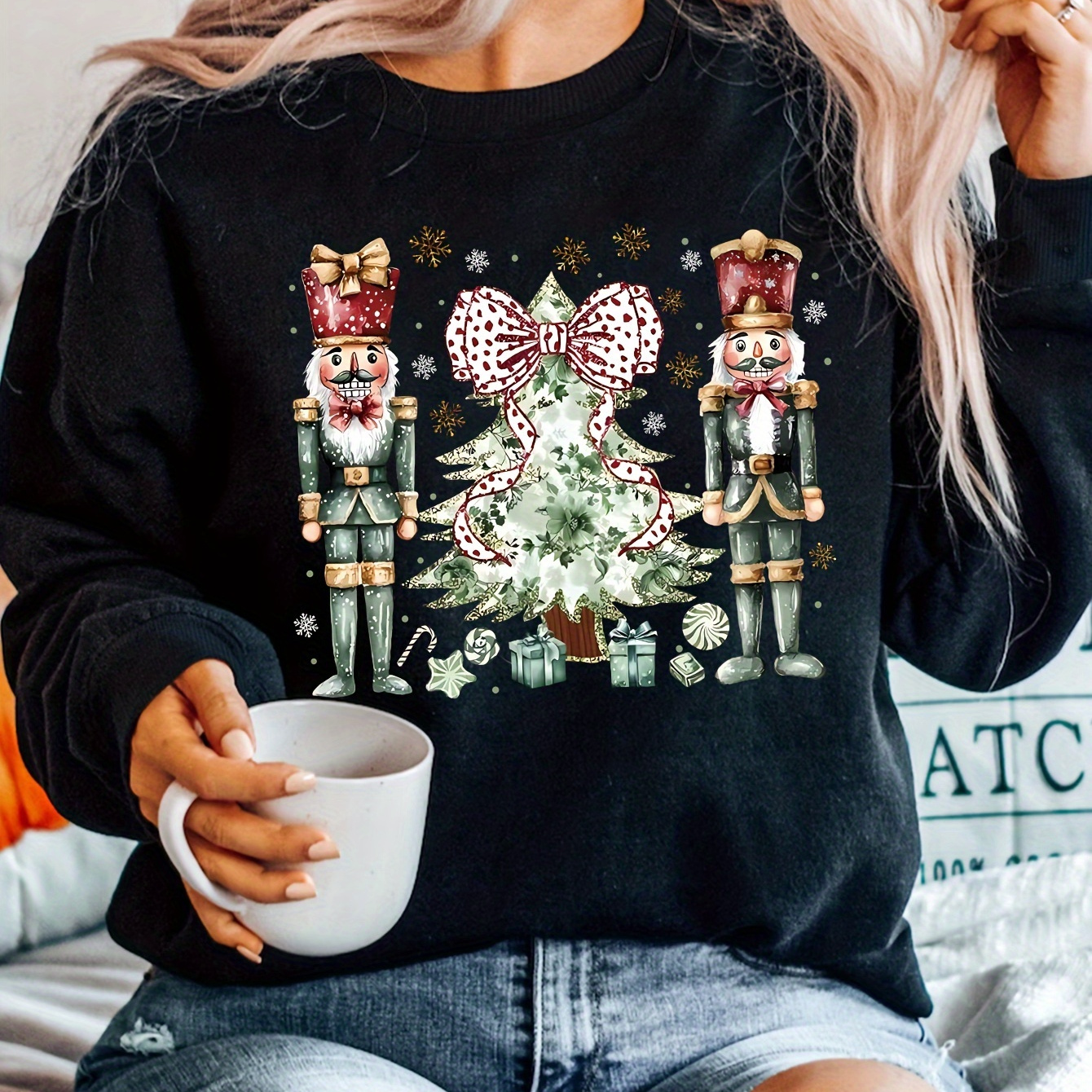 

Plus Size Christmas Sweatshirt For Women - 100% Polyester - & For Fall/