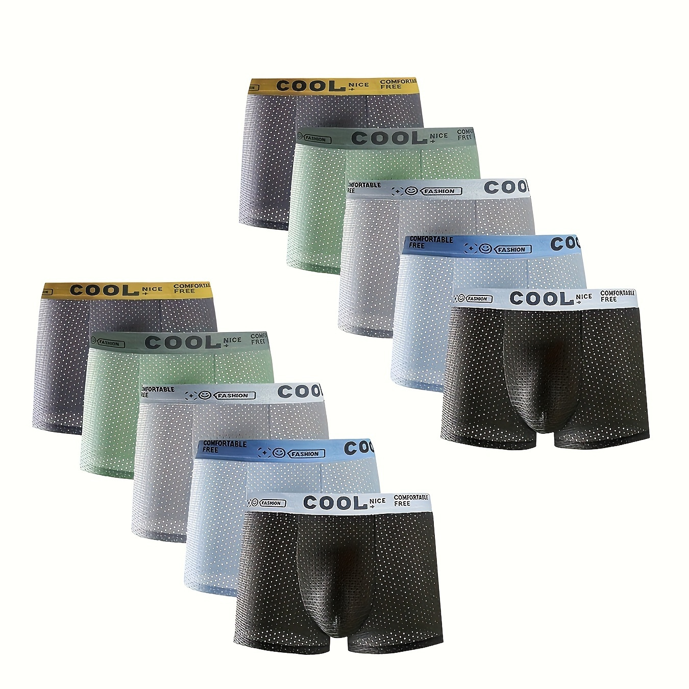 

10pcs Men's Mesh Summer Boxer Briefs, Sweat-absorbing Breathable Comfy Boxer Trunks, Elastic Athletic Shorts, Men's Casual & Durable Underwear Perfect For Sports & Home Wear