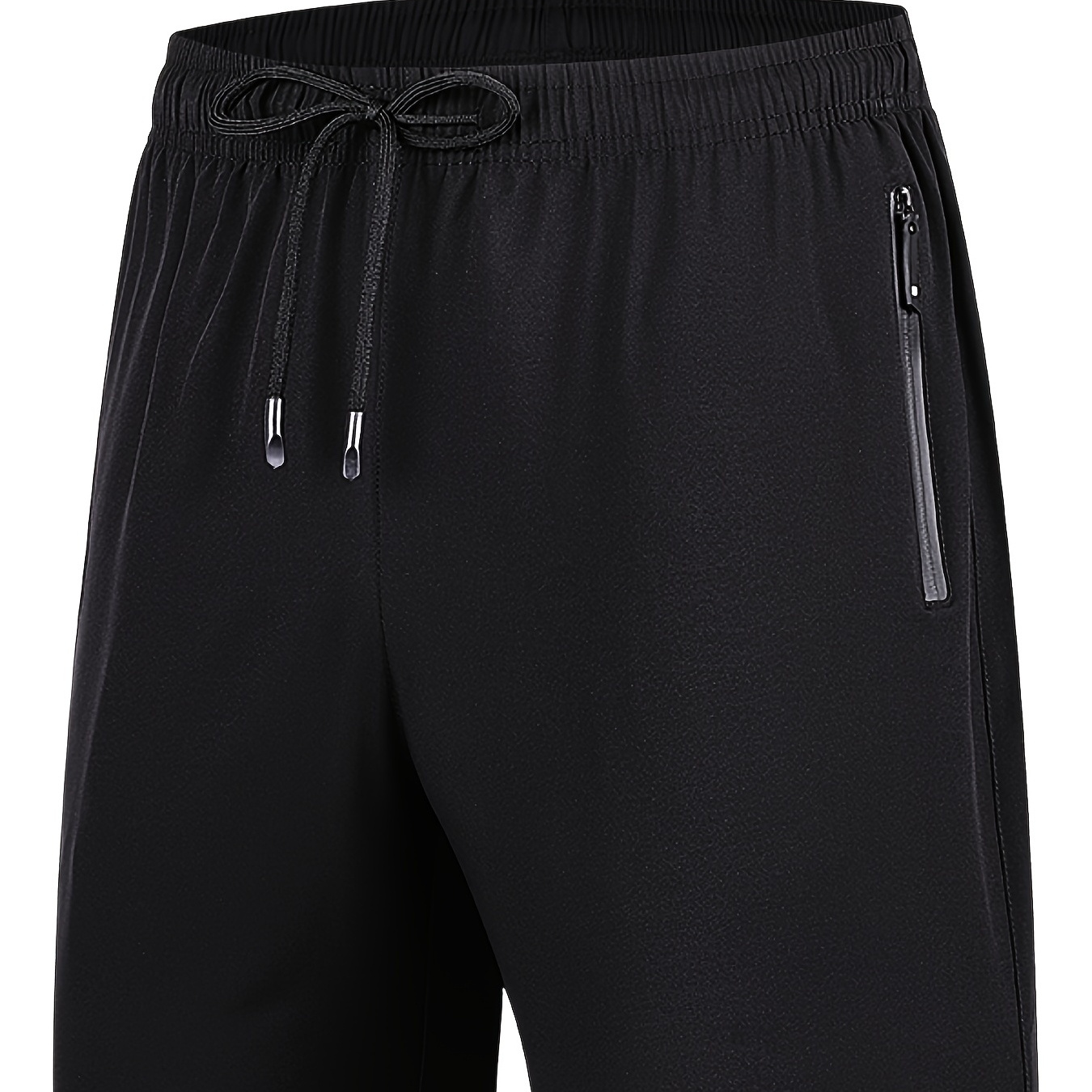 

Men's Breathable Shorts With Zipper Pockets, Summer Drawstring Quick Dry Shorts For Running, Fitness, Training