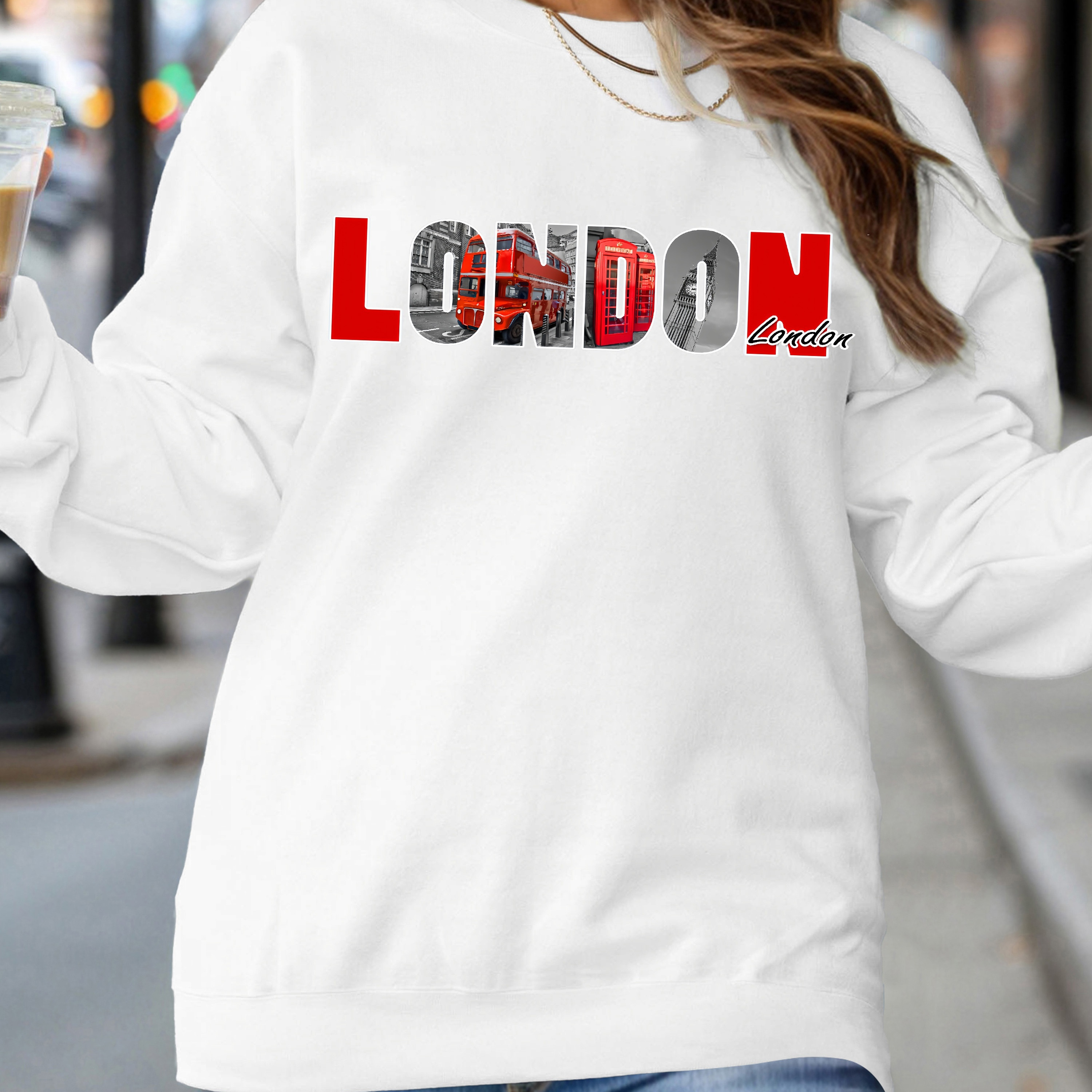

London Print T-shirt, Casual Crew Neck Short Sleeve Top For Spring & Summer, Women's Clothing