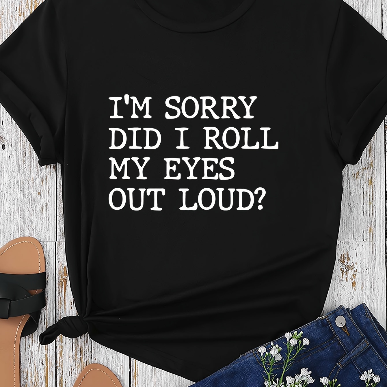 

Plus Size Letter Print T-shirt, Casual Short Sleeve Top For Spring & Summer, Women's Plus Size Clothing