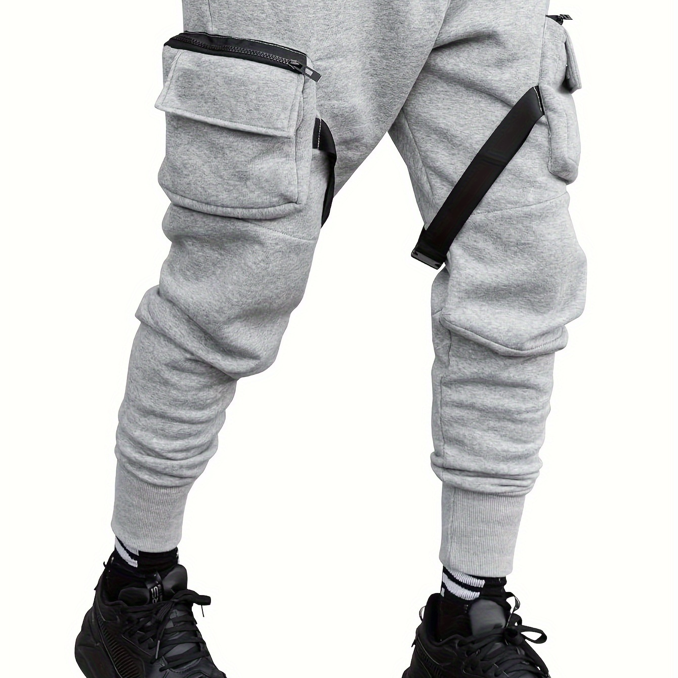 

Zipper Pocket Techwear Drawstring Sweatpants Loose Fit Pants Men's Casual Joggers For Men Winter Fall Running Jogging