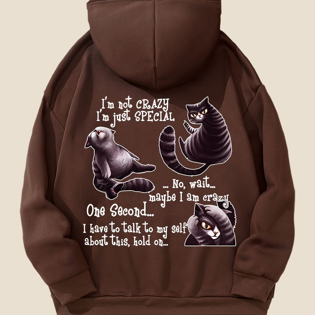 

Plus Size Cat Print Drawstring Hoodie, Cute Cozy Long Sleeve Sweatshirt For Spring & Fall, Women's Plus Size Clothing