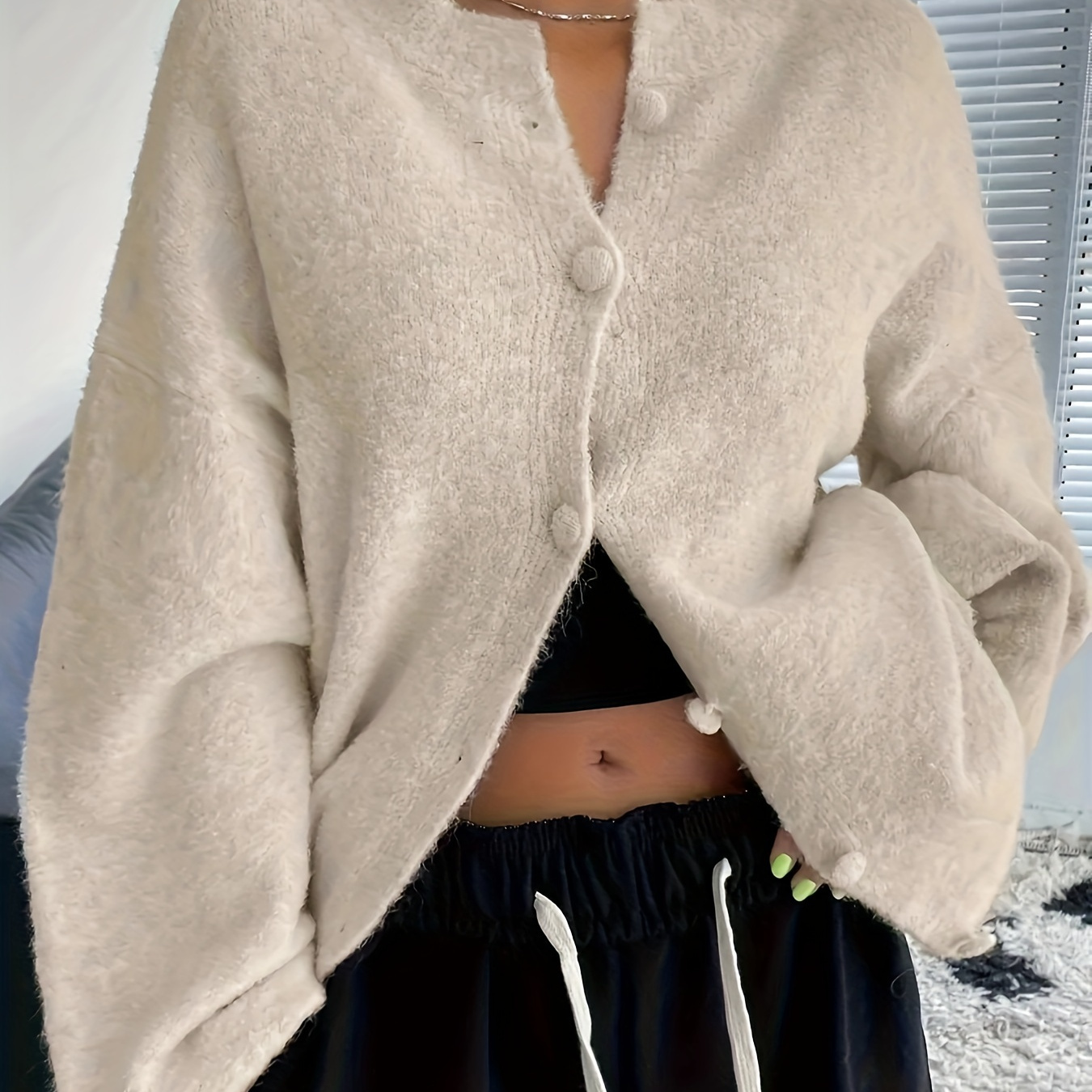 

Drop Shoulder , Button Long For & Fall, Women's Clothing