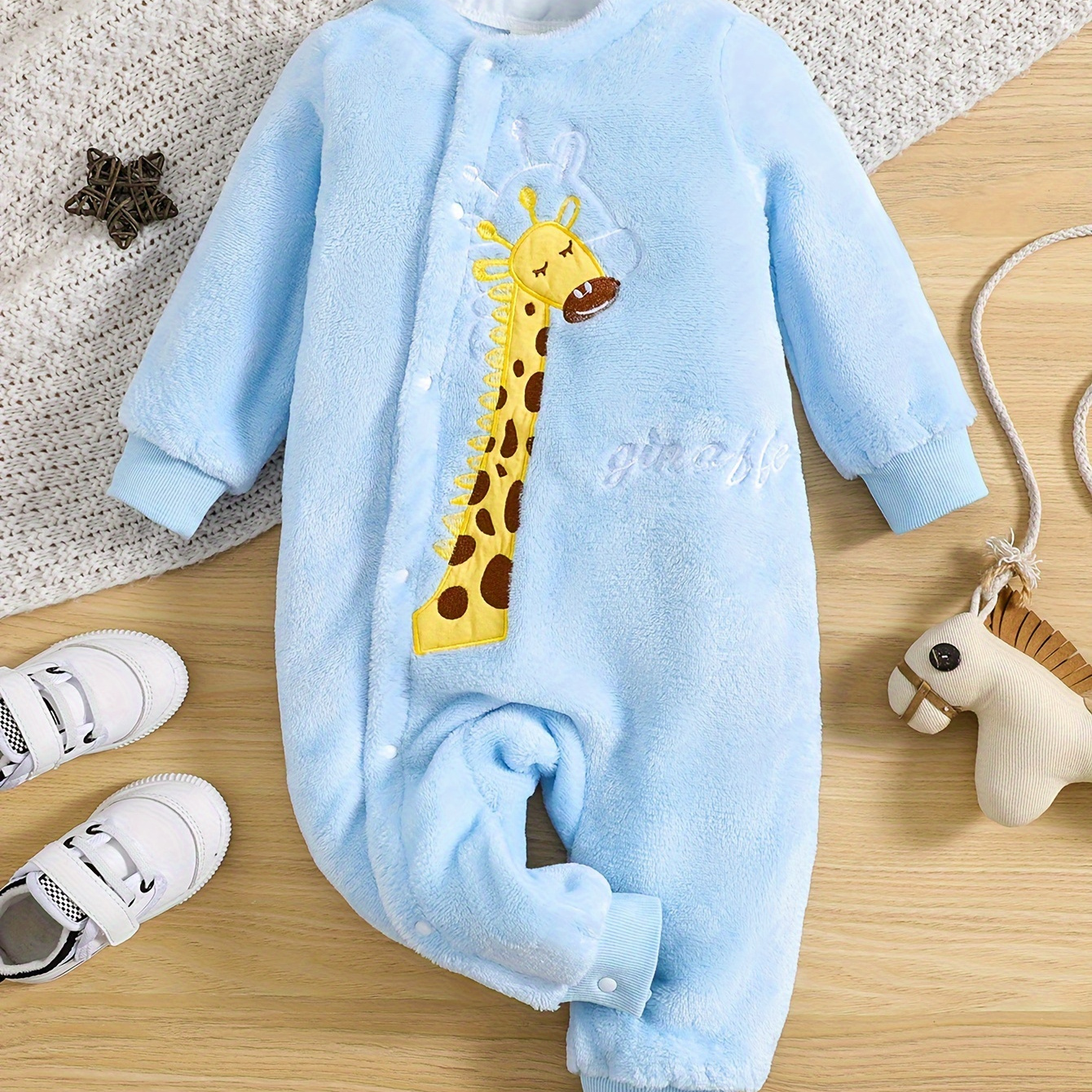 

Baby Autumn And Winter Plus Velvet Long Sleeve Giraffe Bodysuit