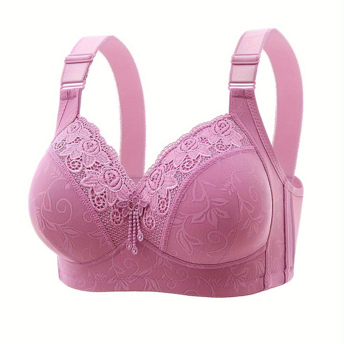 

Contrast Lace Wireless Bra, Comfy & Breathable Push Up Bra, Women's Lingerie & Underwear