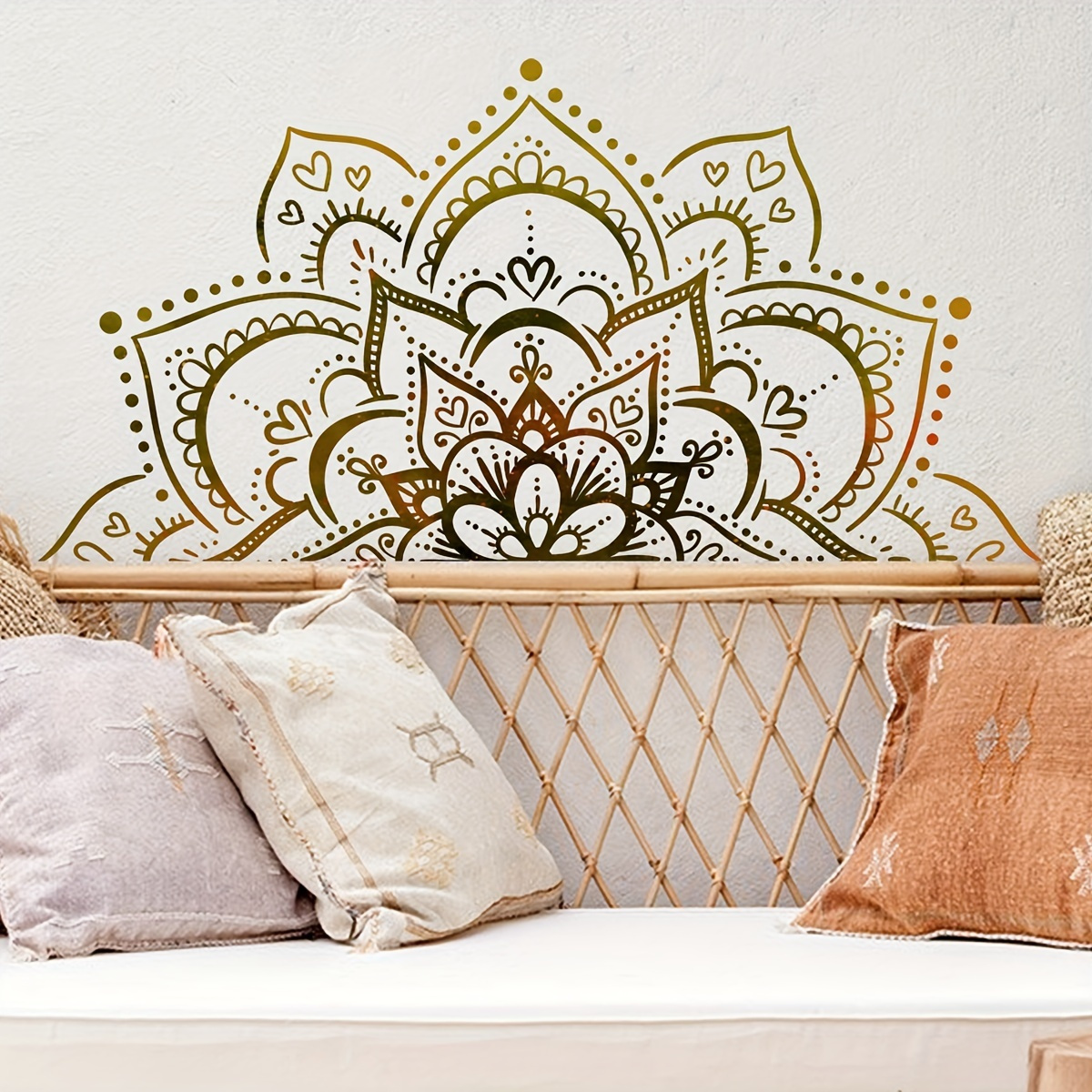 1pc Wall Stickers, Removable Creative Lotus Mandala Stickers, Background Wall Room Decor Wall Stickers, Self-adhesive Wall Decals, Room Door Window Refrigerator Stickers, Aesthetic Room Decor, Home Decor Art Supplies