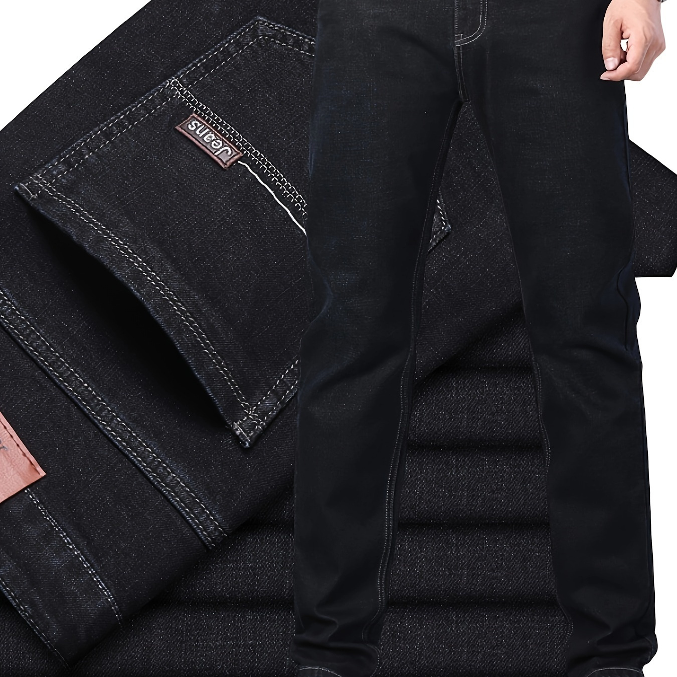 

Men's Semi-formal Jeans, Chic Classic Design Straight Leg Jeans For Business