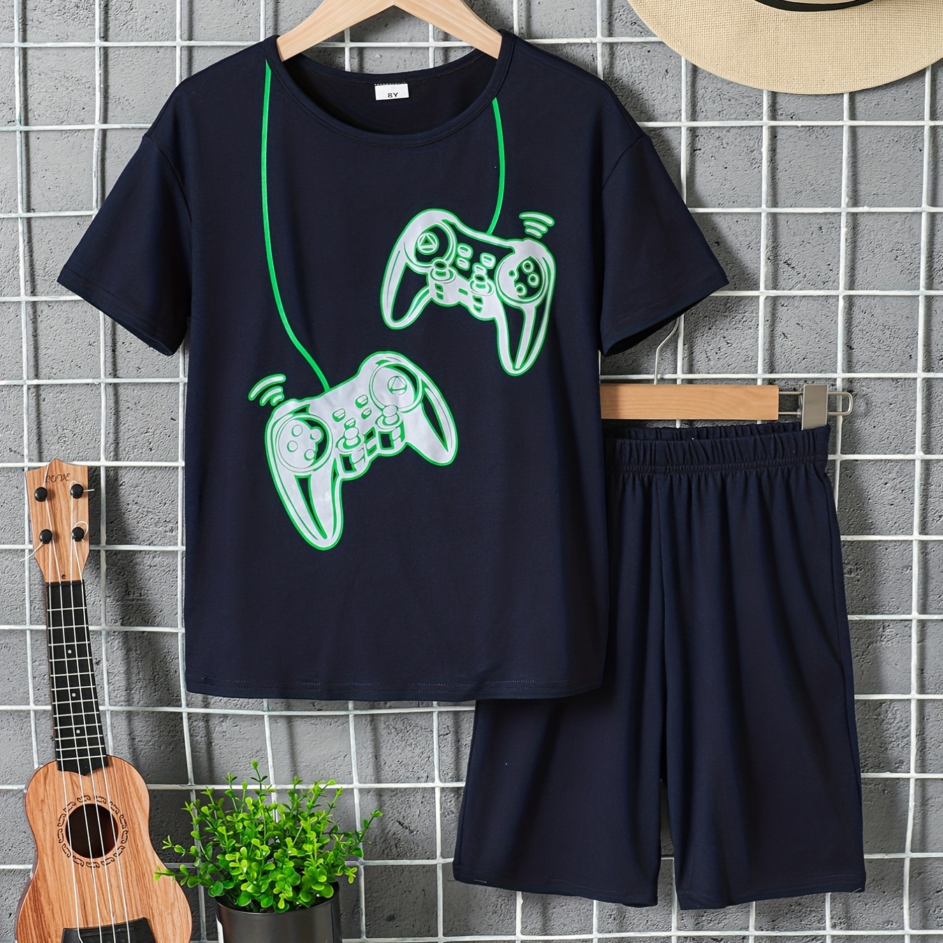 Boys Gamepad Print T shirt Waistband Shorts Set Casual Short - Temu