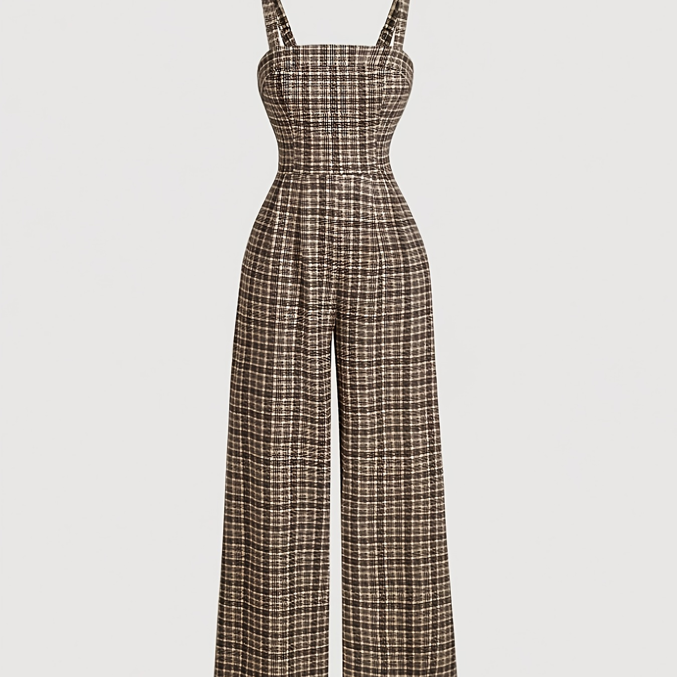 

1pc Women's Jumpsuit, Sleeveless Knitted Polyester Fabric, Adjustable Strap Back Jumpsuit For All