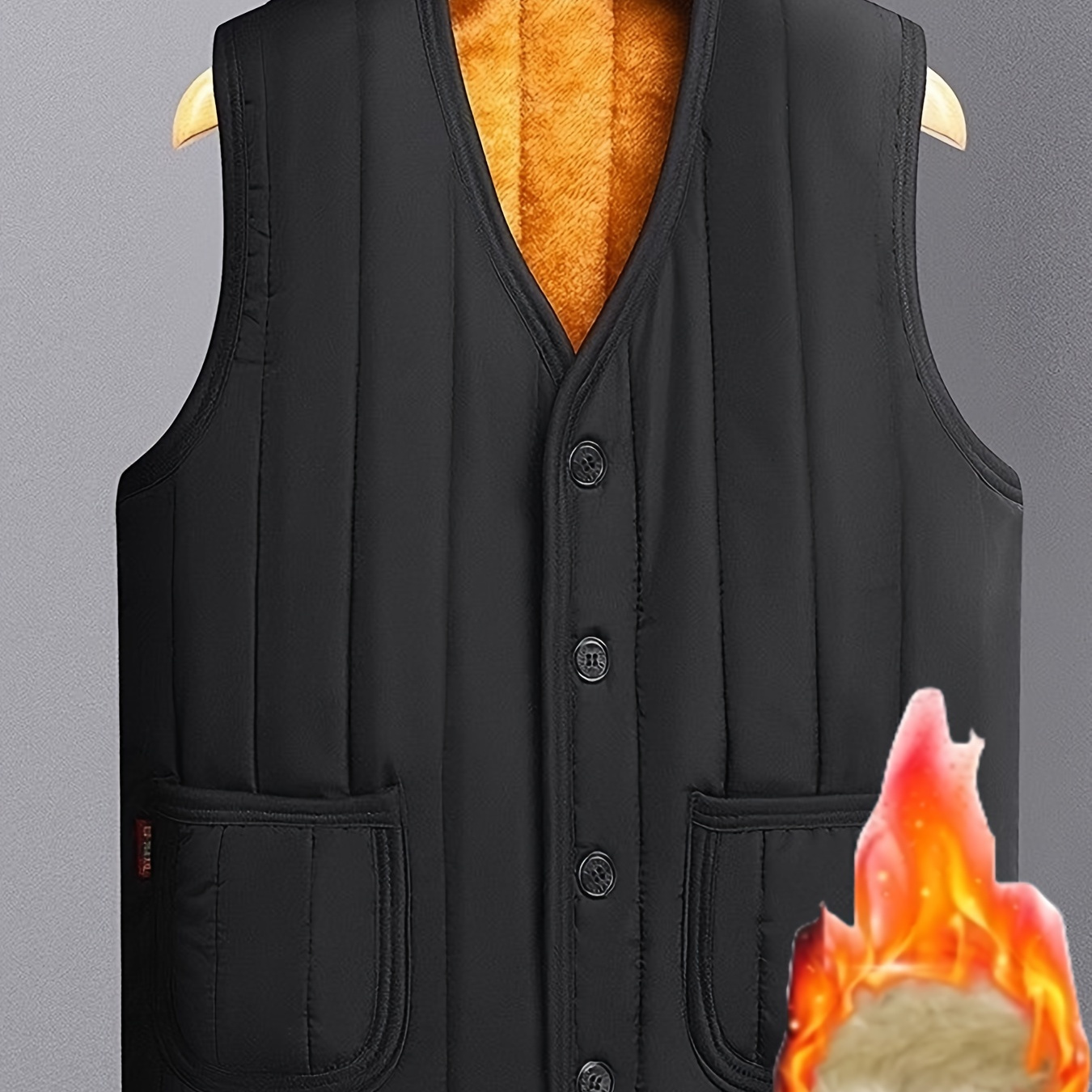 

Men's Casual Fleece-lined Vest - Sleeveless, Button-up, Warm For Fall/winter Outdoor Activities