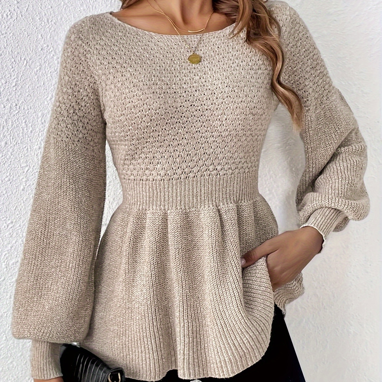 

Ruffle Hem Long Sweater, Long Sweater For & Fall, Women's Clothing