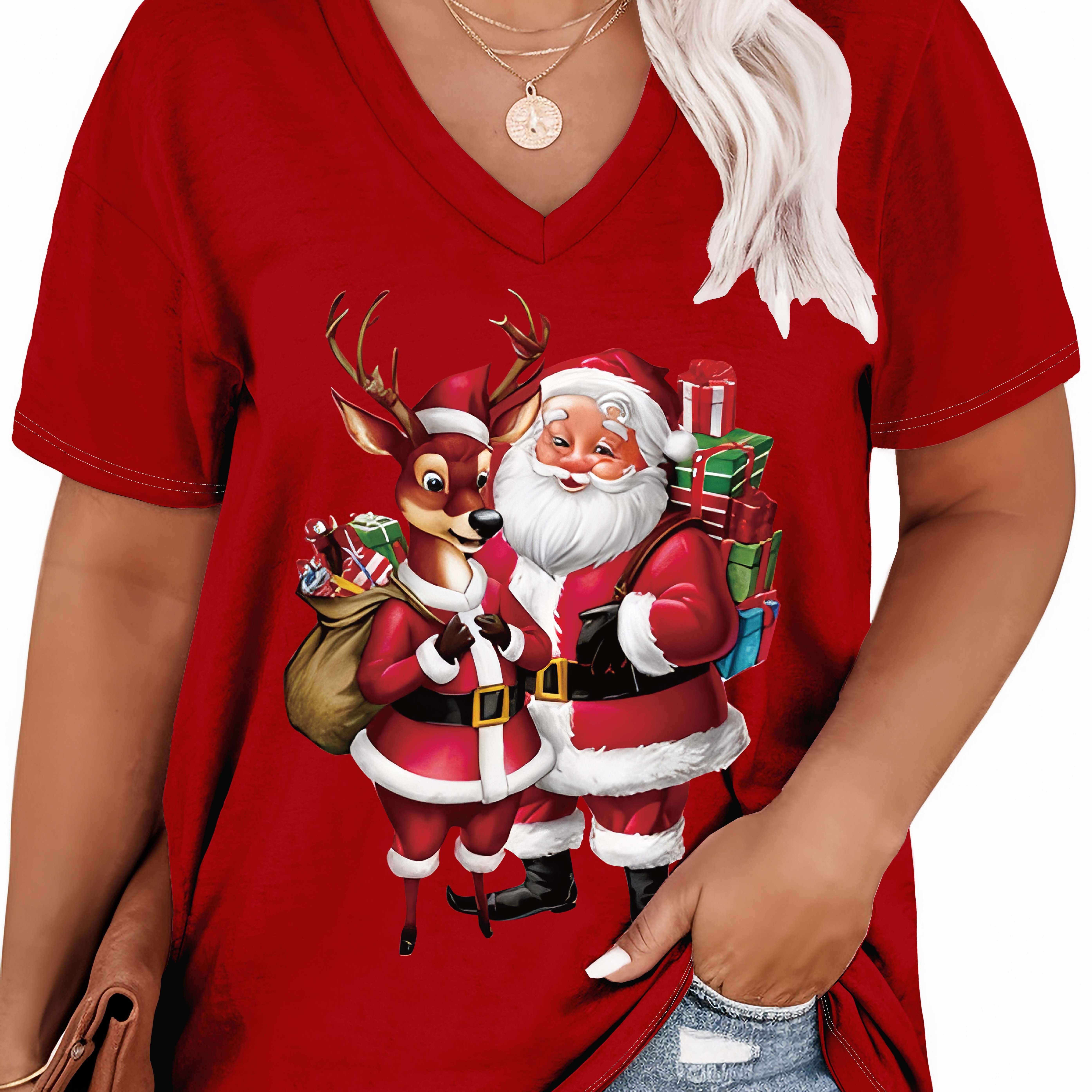 

Plus Size V- T- Santa And Graphic - 65% , 35% , Knit