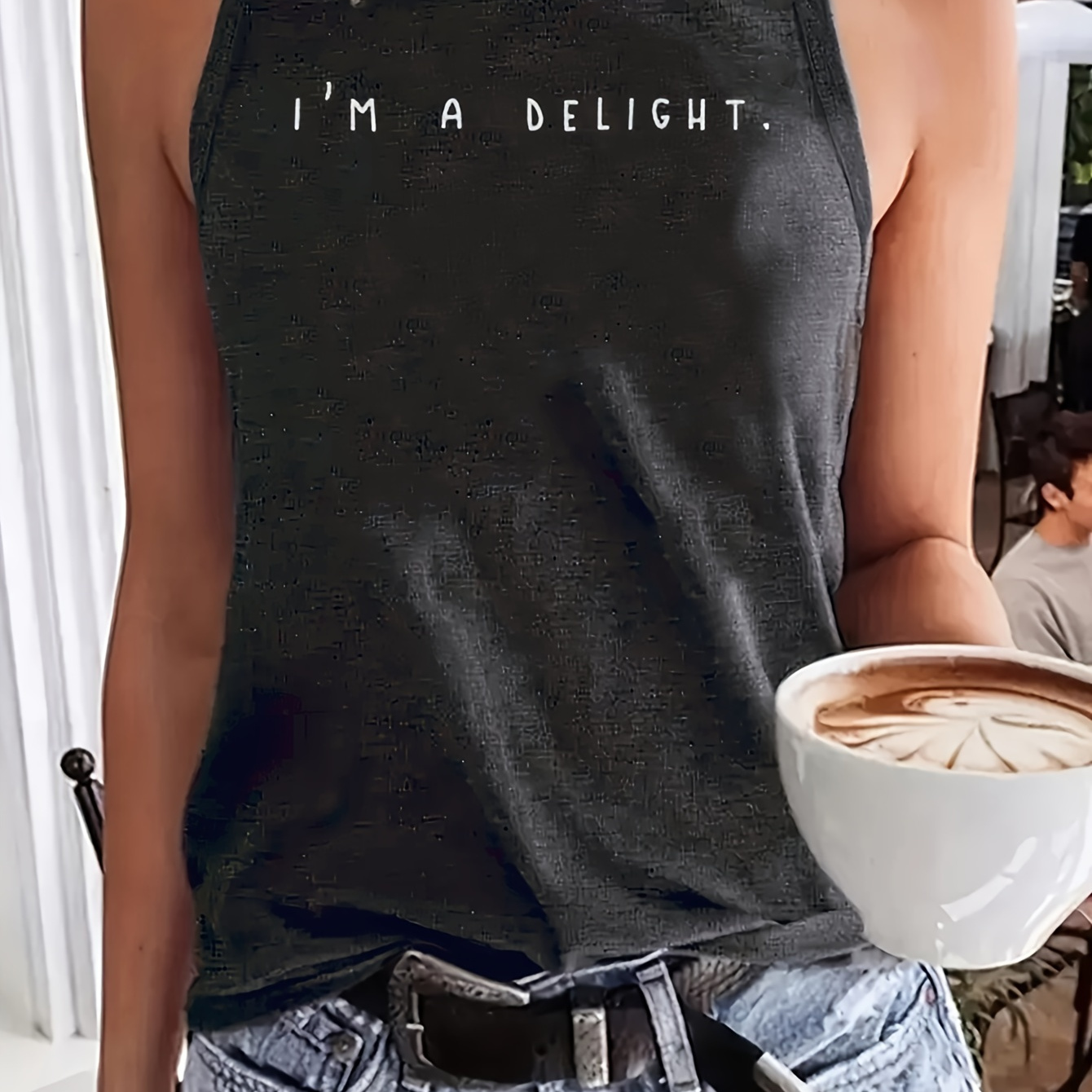 

Letter Print Crew Neck Tank Top, Casual Sleeveless Top For Summer & Spring, Women's Clothing