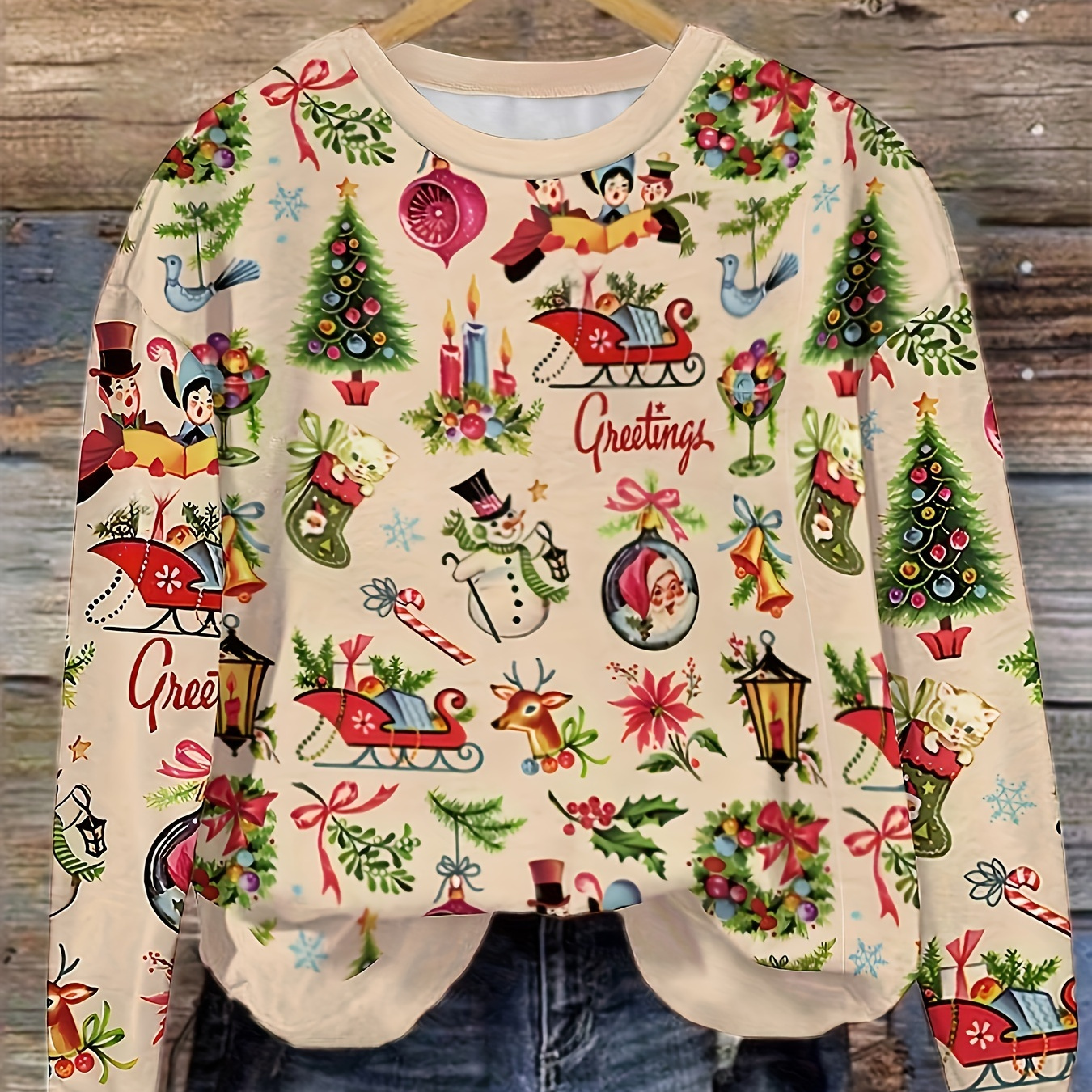 

Christmas Pullover Sweatshirt, Long Sweatshirt For Fall & , 's Clothing