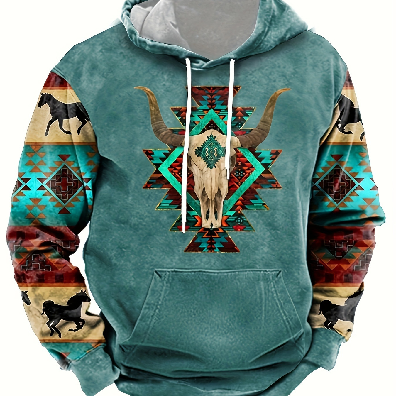 

Ethnic Pattern Print Hoodie, Cool Hoodies For Men, Men's Casual Graphic Design Hooded Sweatshirt Streetwear For Winter Fall, As Gifts