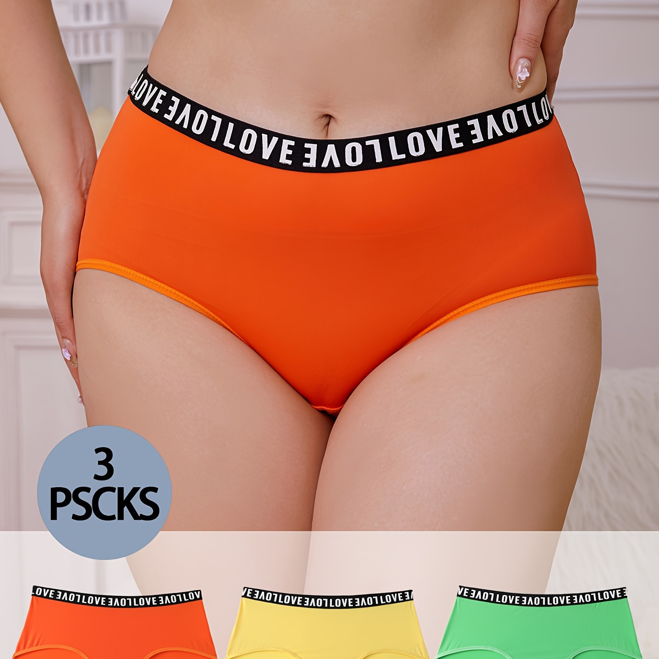 Plus Size Simple Panties Set Women's Plus Letter Graphic - Temu