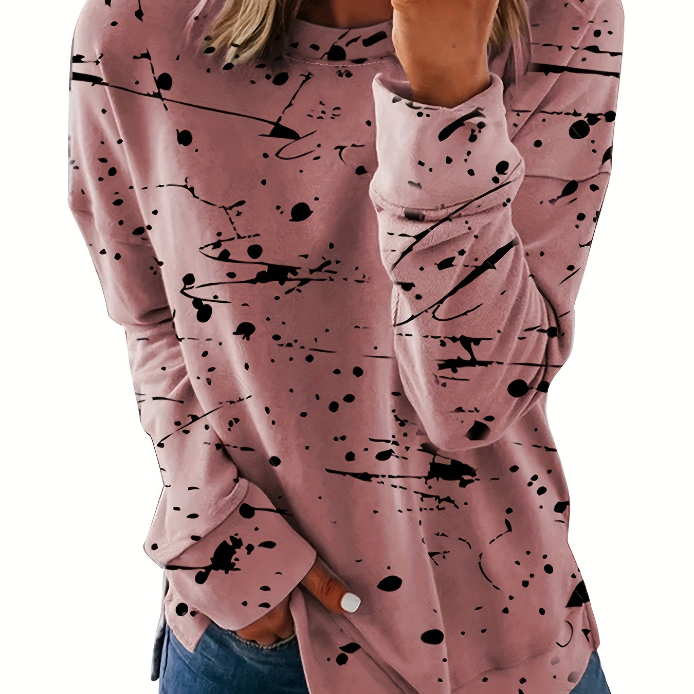 

Graffiti Print Crew Neck Sweatshirt, Casual Long Sleeve Pullover, Women's Clothing