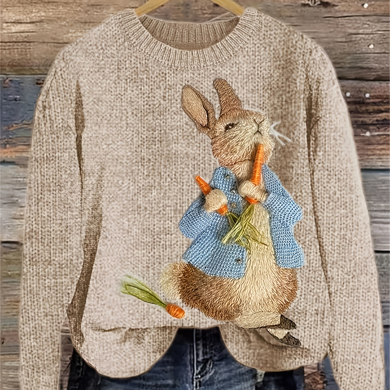 

Women's 3d Rabbit Neck Sweater, Polyester Knit Fabric, , , Hand Wash/ Only
