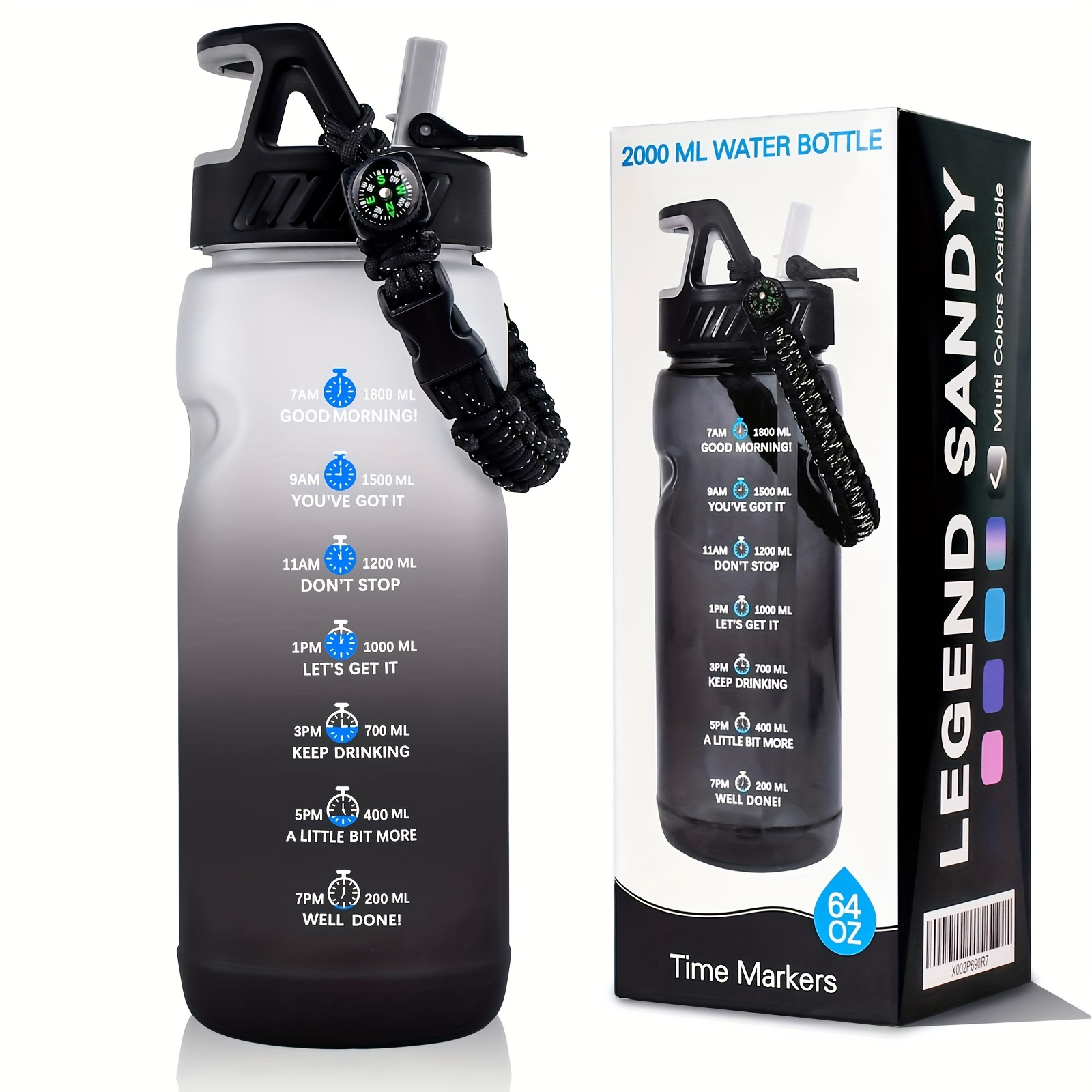 Motivational Water Bottle With Straw Time Marker Large - Temu