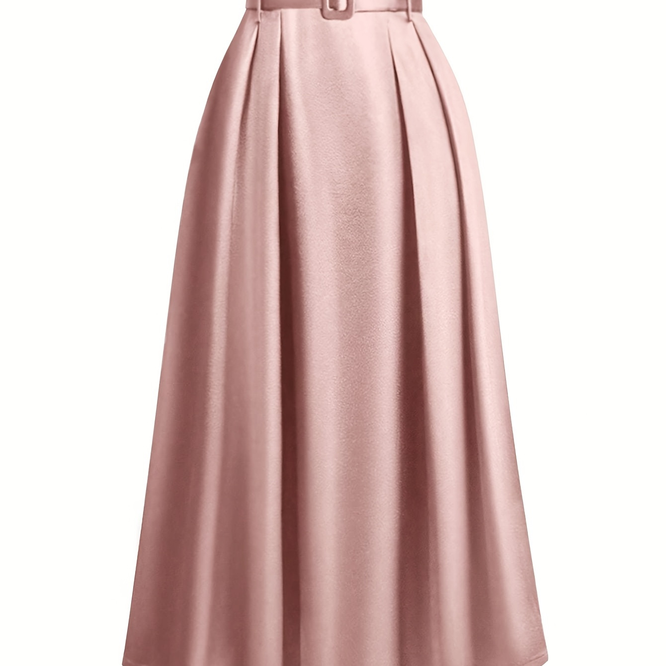 

Elegant High-waisted A-line Midi Skirt For Women, Solid Color, Polyester, Woven, For Spring/fall