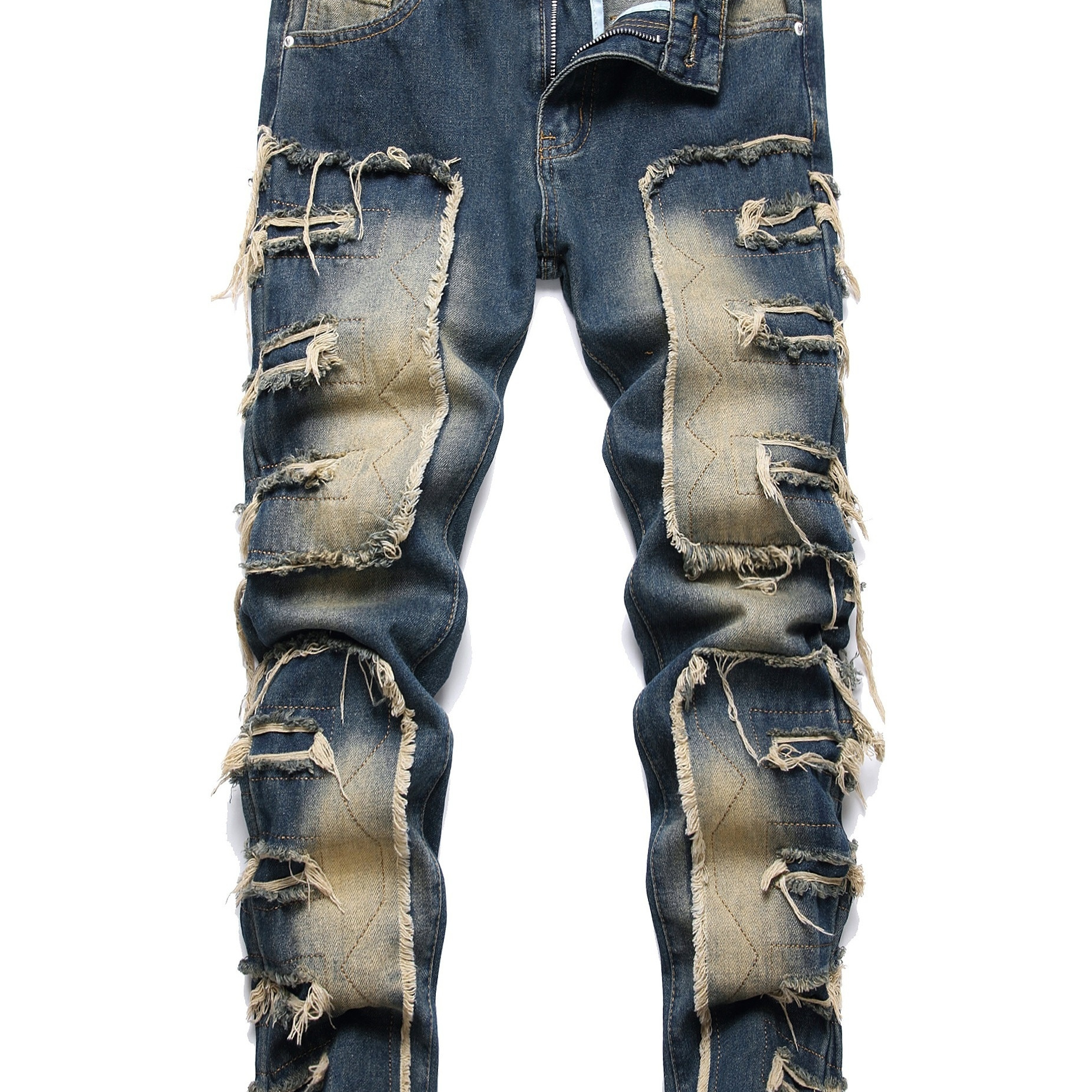 

Boys Fashionable Ripped Street Style Denim Long Pants With Pocket, Kids Clothes For Spring And Autumn Outdoor