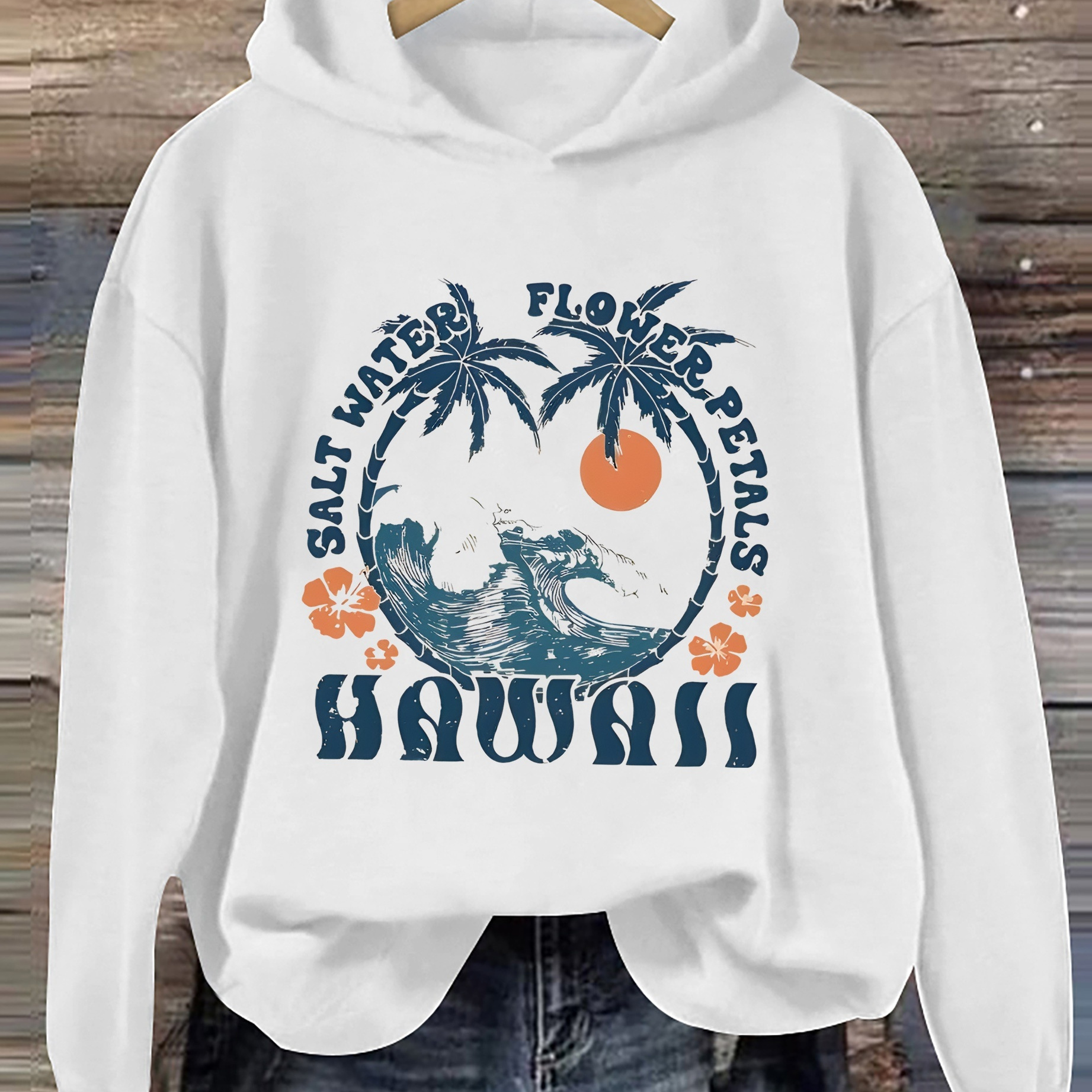 

Coconut Tree Print Hoodie, Casual Hooded Sweatshirt For Winter & Fall, Women's Clothing