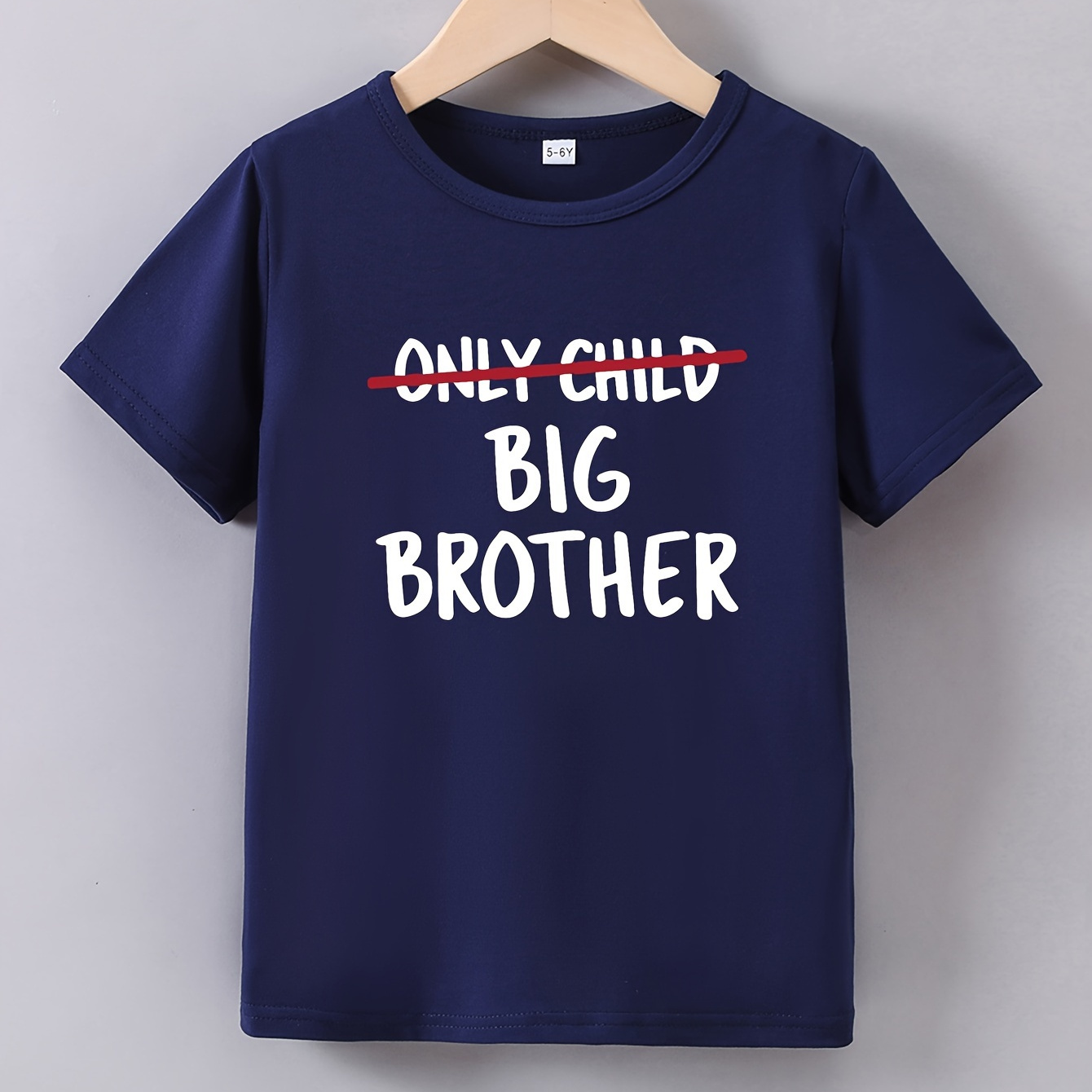 

Big Brother Slogan Print, Boys Creative T-shirt, Comfy Crew Neck Casual Tee Top, Trendy Summer Top