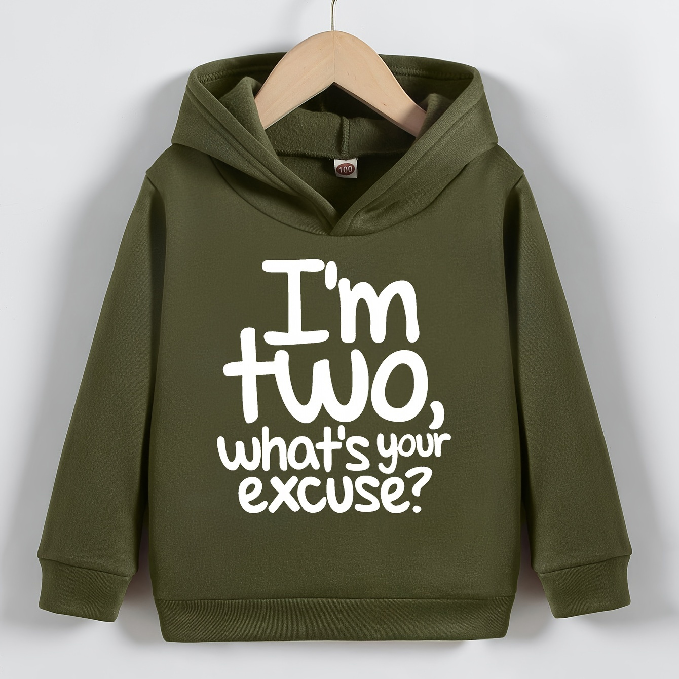 

I'm 2 What's Your Excuse Letter Print Cute&cozy Fleece Hoodie For Kids Boys - Keep Him Warm And Stylish!
