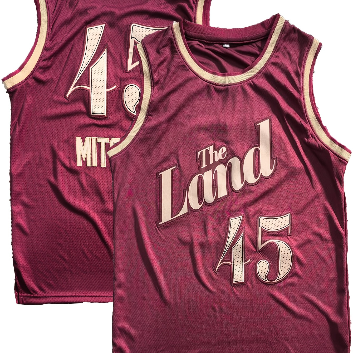 

Retro-inspired #45 "" Embroidered Basketball Jersey, & , 100% Polyester, Round Neck, Sleeveless Sports Top For , Casual Wear & Parties, Party Attire|retro Sports Top|