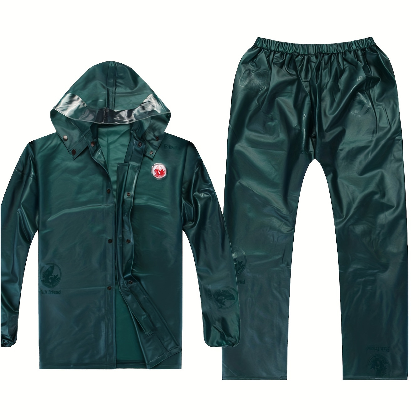 

2pcs Cycling Sportswear, Men's Waterproof Zip Up Hooded Jacket & Pants For Outdoor Fishing Hiking Trekking