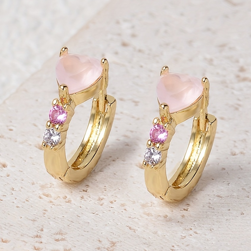 

-shaped Zirconia Hoop Earrings With Golden-tone And Gemstone Accents - Cute & , Copper For Or Gifting, Quirky Earrings