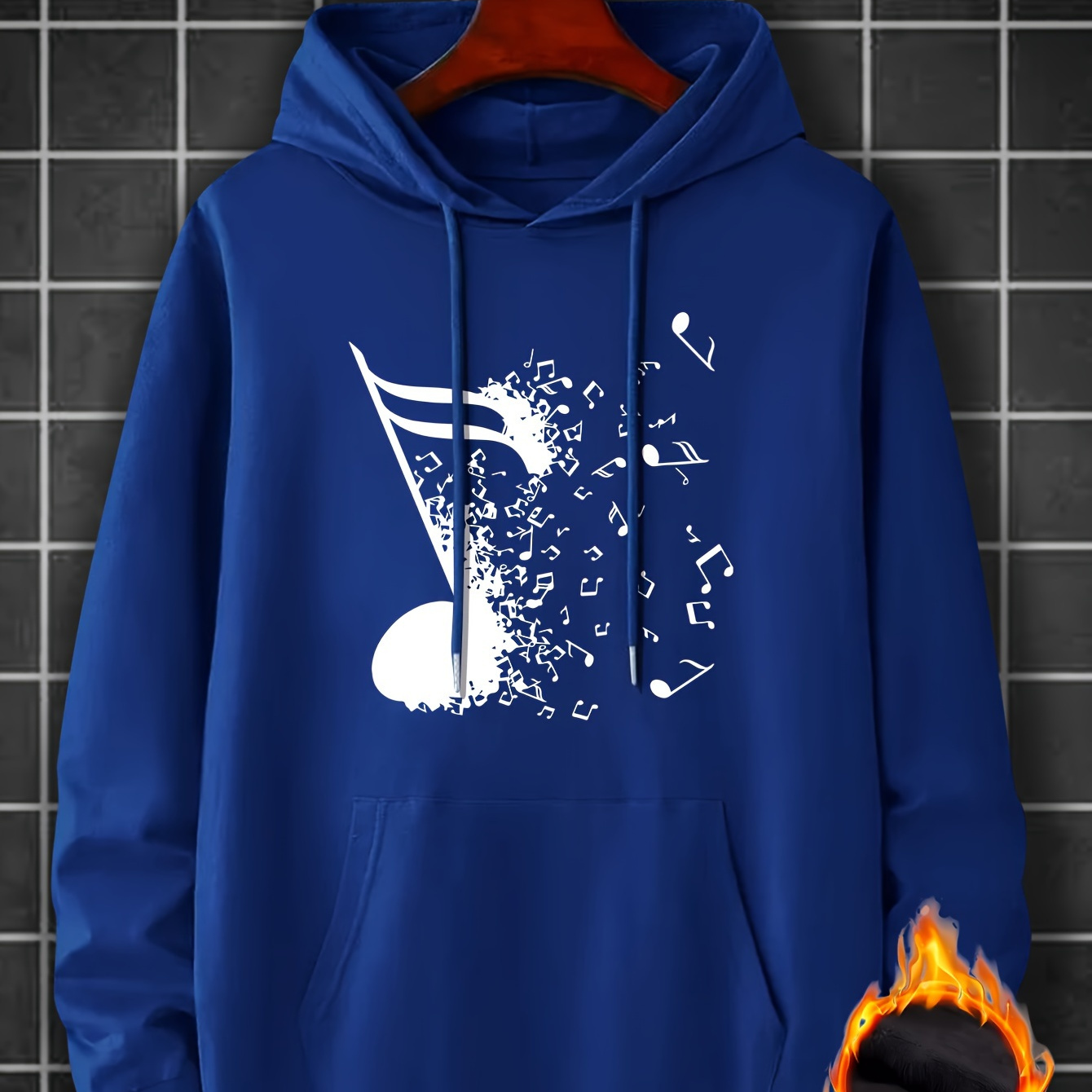

Plus Size Men's Music Note Graphic Print Sweatshirt For Spring Fall