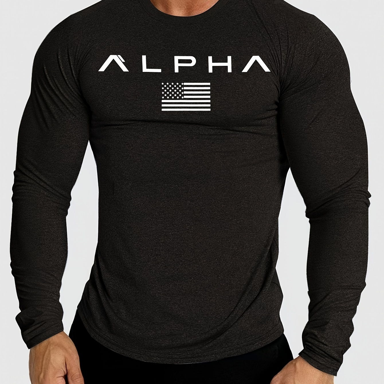 

Men's Quick-dry Athletic Long Sleeve T-shirt - Breathable, Stretchy Base Layer For Running & Fitness, Printed Design