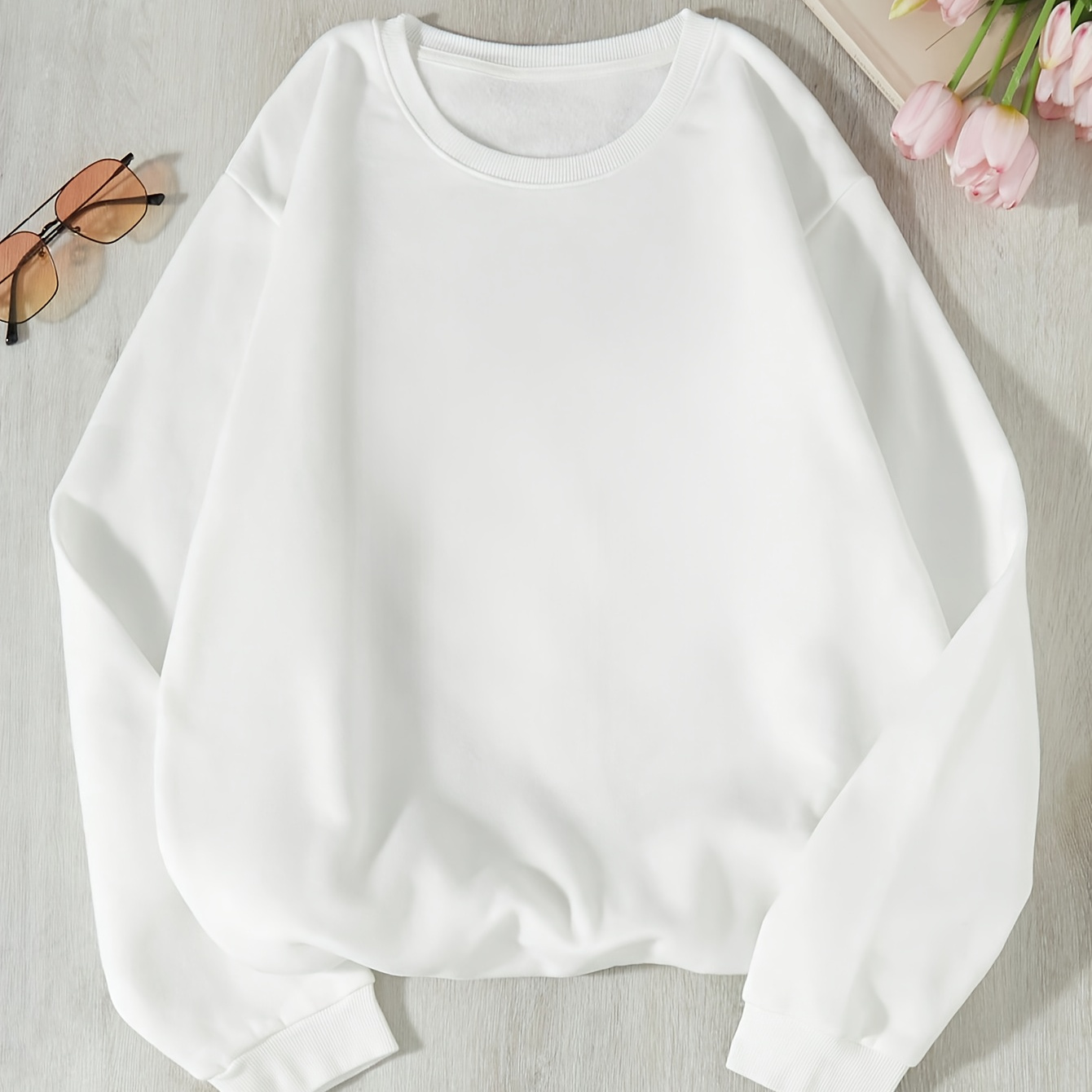 

Women's Casual And Fashionable Sports Sweatshirt, Suitable For Autumn And Winter, Comfortable And Soft, Solid Color